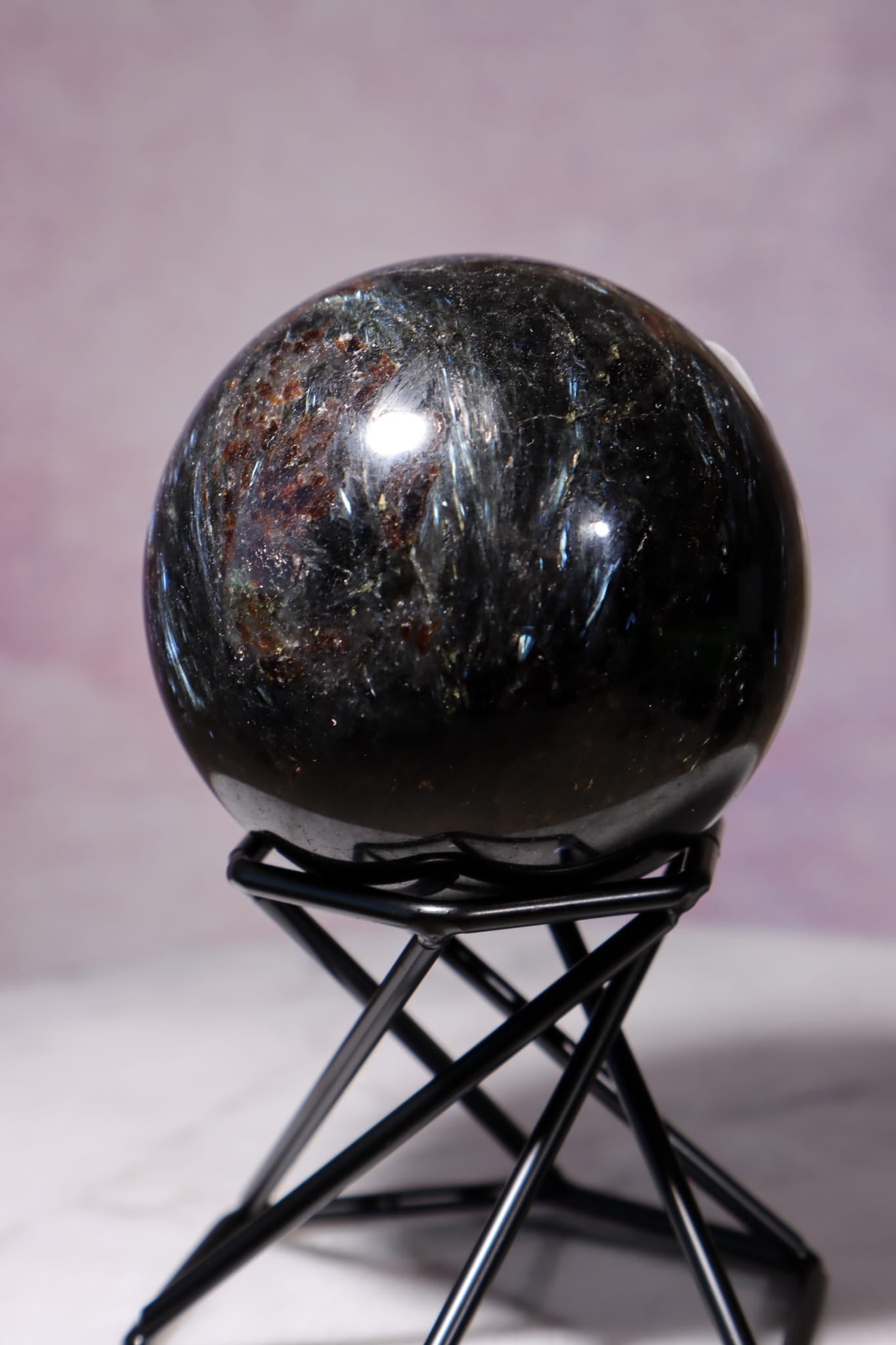 Arfvedsonite with Garnet Spheres 5cm, China Spheres Tali & Loz Crystals