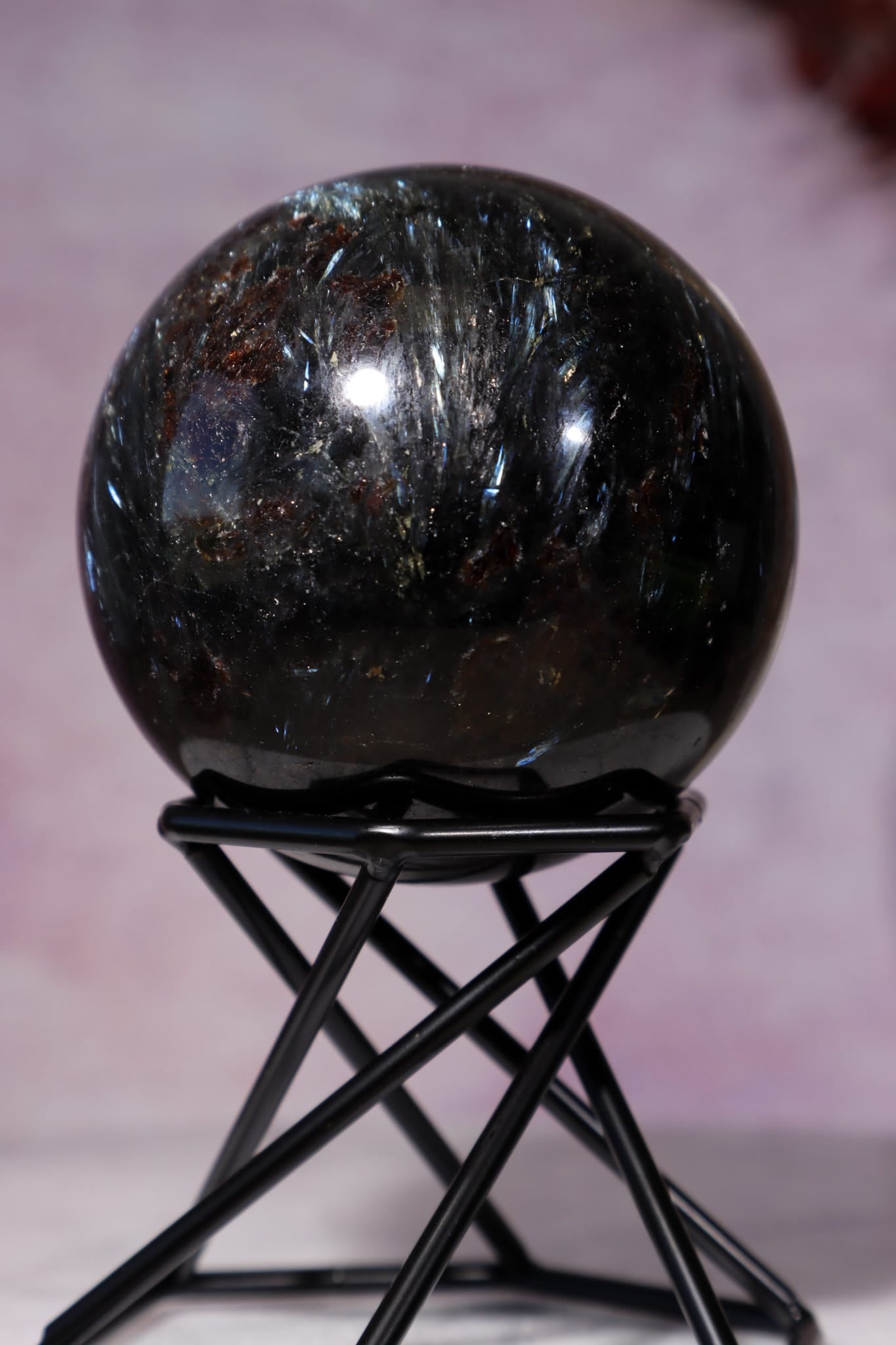 Arfvedsonite with Garnet Spheres 5cm, China Spheres Tali & Loz Crystals