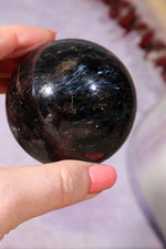 Arfvedsonite with Garnet Spheres 5cm, China Spheres Tali & Loz Crystals