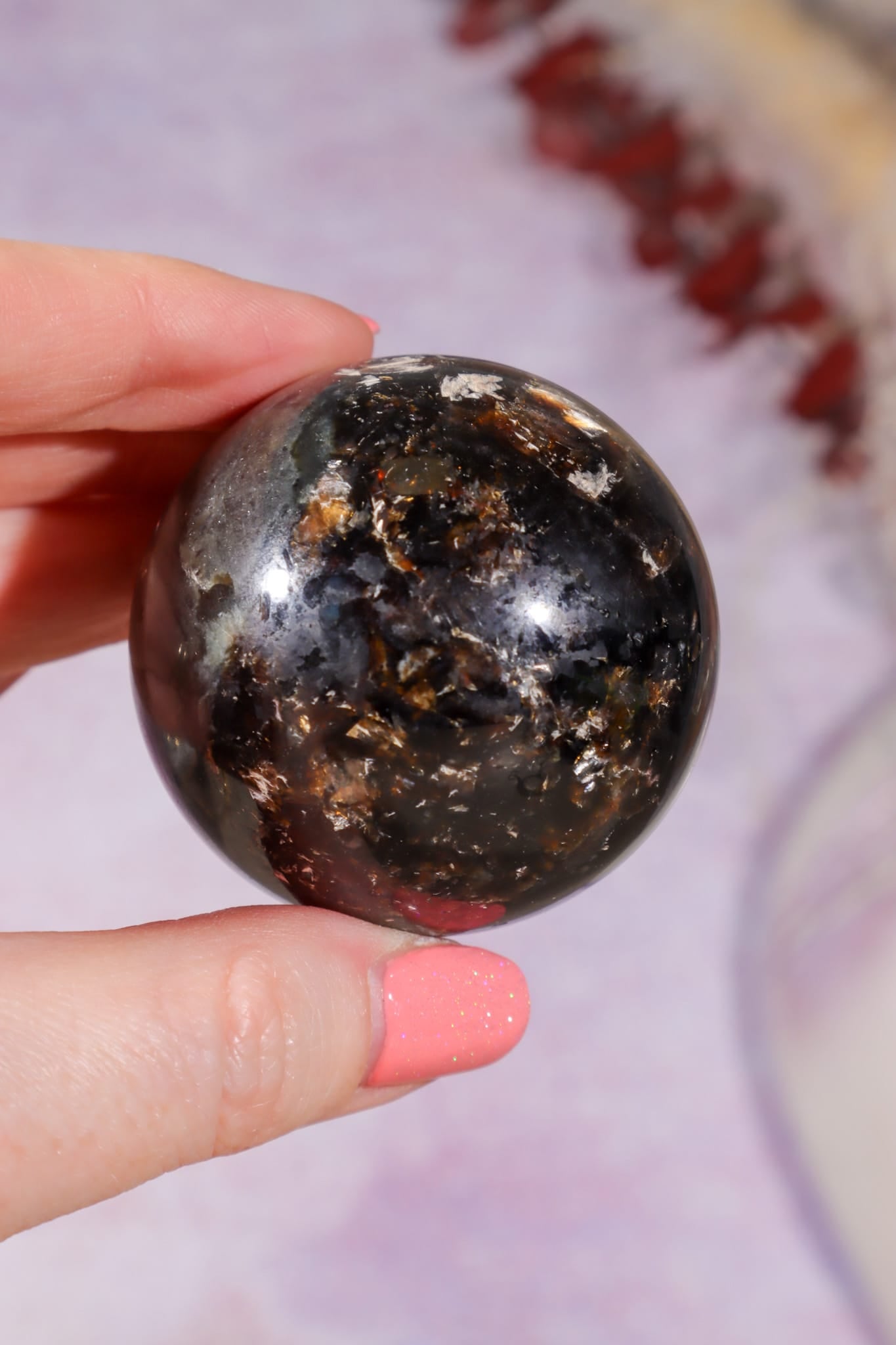 Astrophyllite and Labradorite Sphere 4.7cm, Russia Spheres Tali & Loz Crystals