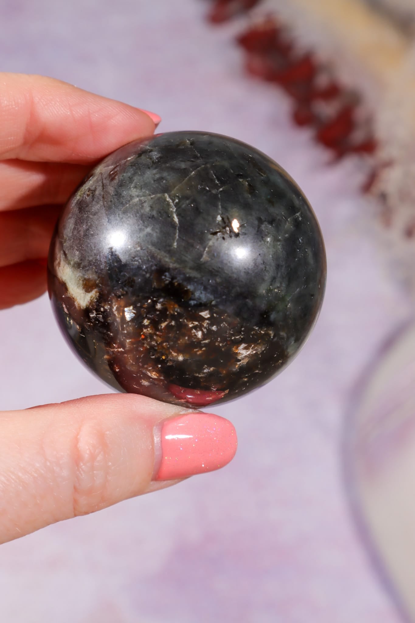 Astrophyllite and Labradorite Sphere 4.7cm, Russia Spheres Tali & Loz Crystals