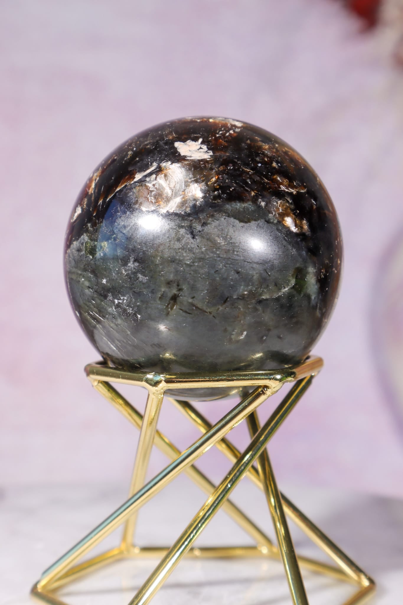 Astrophyllite and Labradorite Sphere 4.7cm, Russia Spheres Tali & Loz Crystals