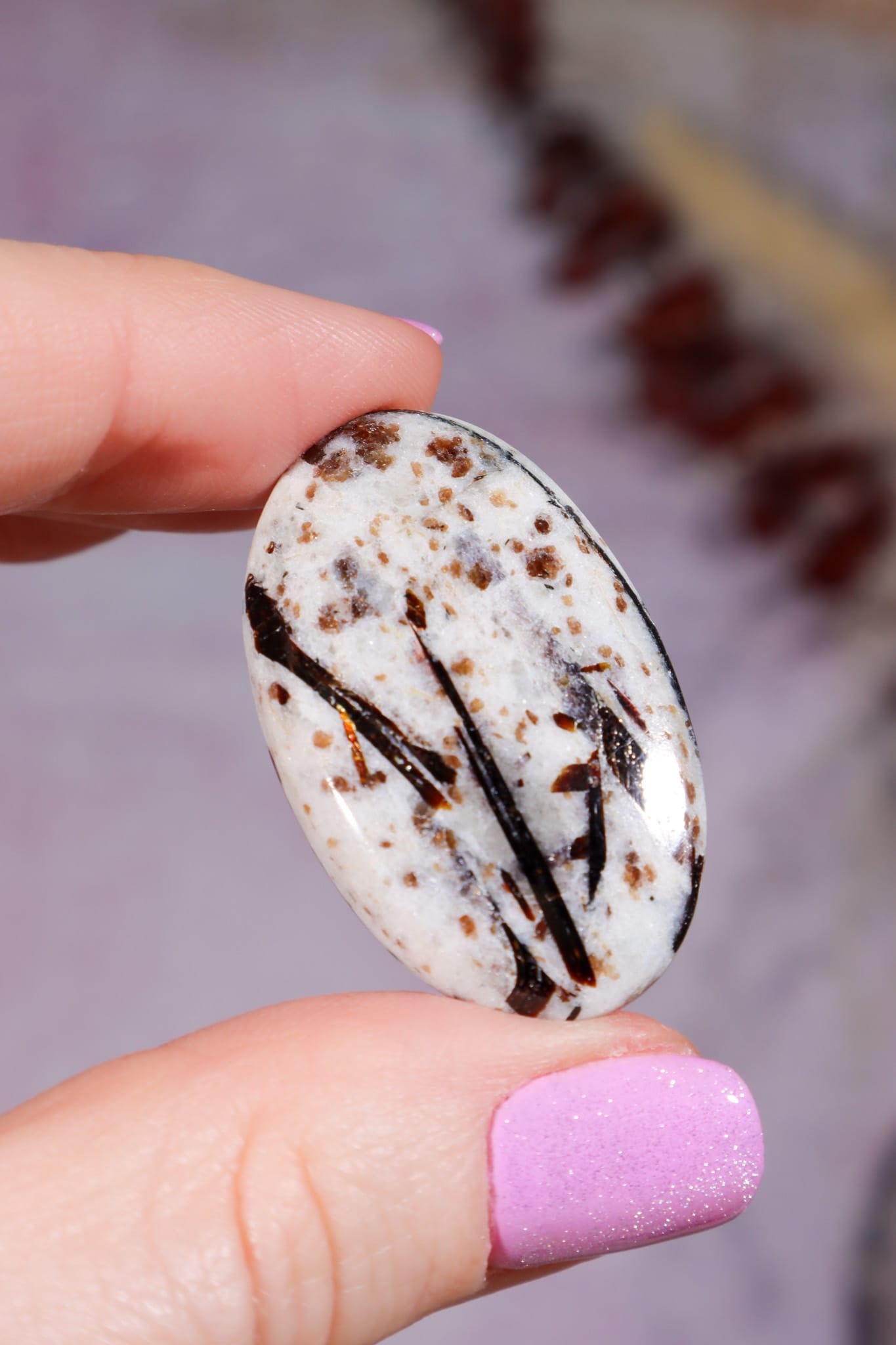 Astrophyllite Cabochon | Oval | Russia Cabochon D - Size: 3.6 × 2.2 × 0.6 cm | Weight: 7.87g Tali & Loz Crystals
