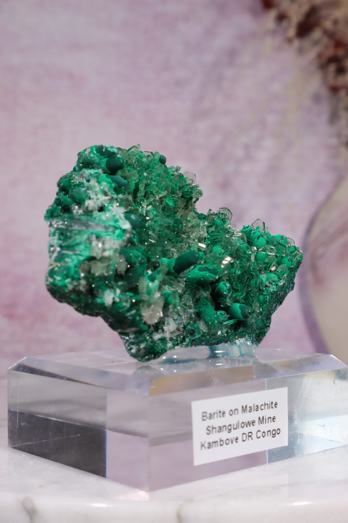 Barite on Malachite | 66mm | Shangulowe Mine, DR Congo Minerals Tali & Loz Crystals