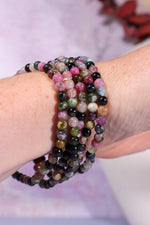 Black and Watermelon Tourmaline Beaded Bracelet (Bead Size: 0.4cm), Intuitively Chosen Bracelets Tali & Loz Crystals