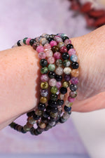 Black and Watermelon Tourmaline Beaded Bracelet (Bead Size: 0.4cm), Intuitively Chosen Bracelets Tali & Loz Crystals