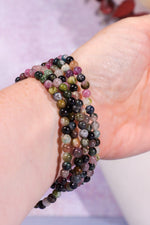 Black and Watermelon Tourmaline Beaded Bracelet (Bead Size: 0.4cm), Intuitively Chosen Bracelets Tali & Loz Crystals