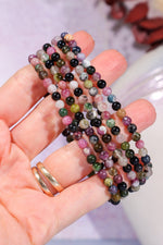 Black and Watermelon Tourmaline Beaded Bracelet (Bead Size: 0.4cm), Intuitively Chosen Bracelets Tali & Loz Crystals