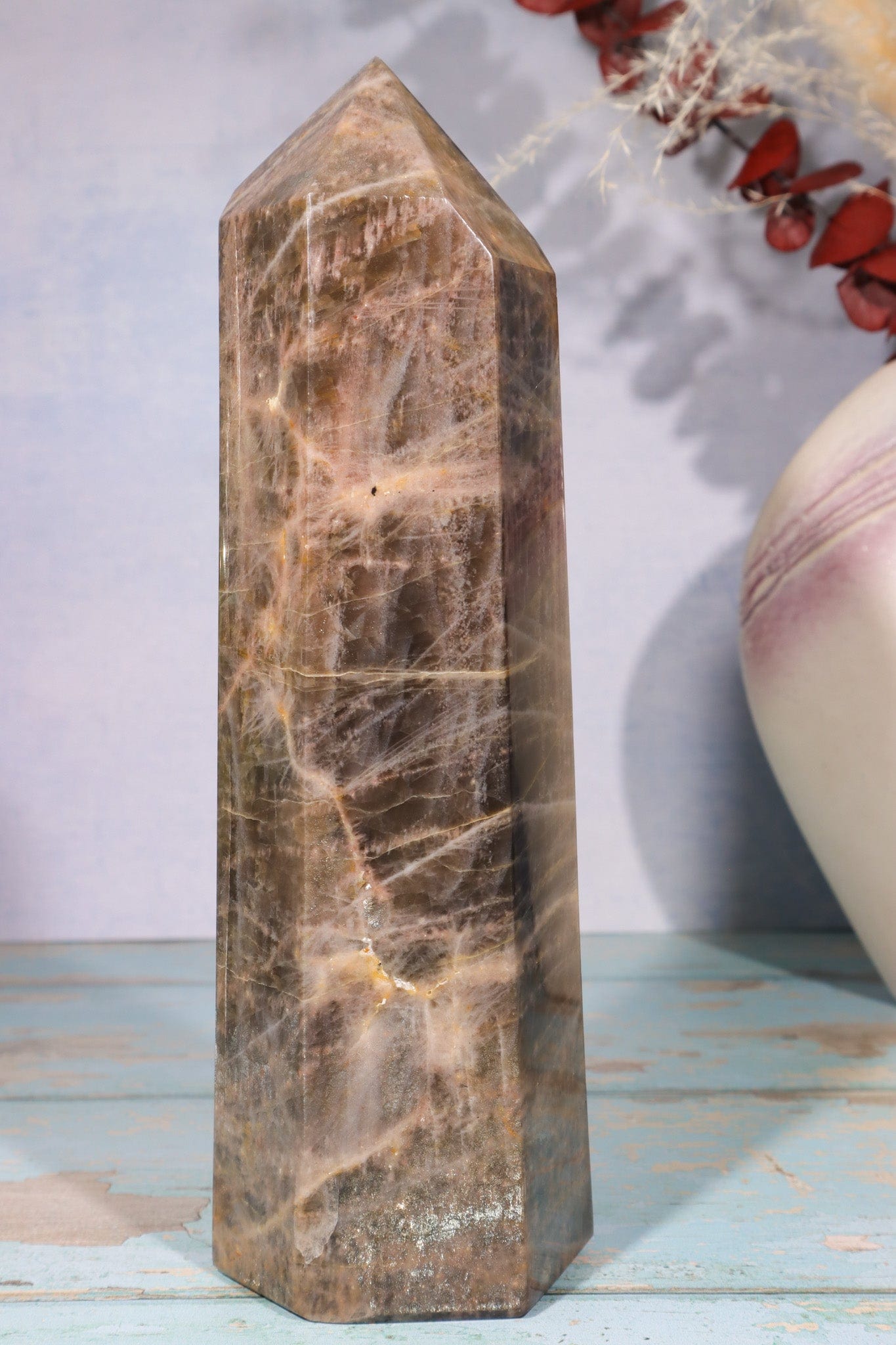 Black Moonstone Large Tower 21cm Towers Tali & Loz Crystals