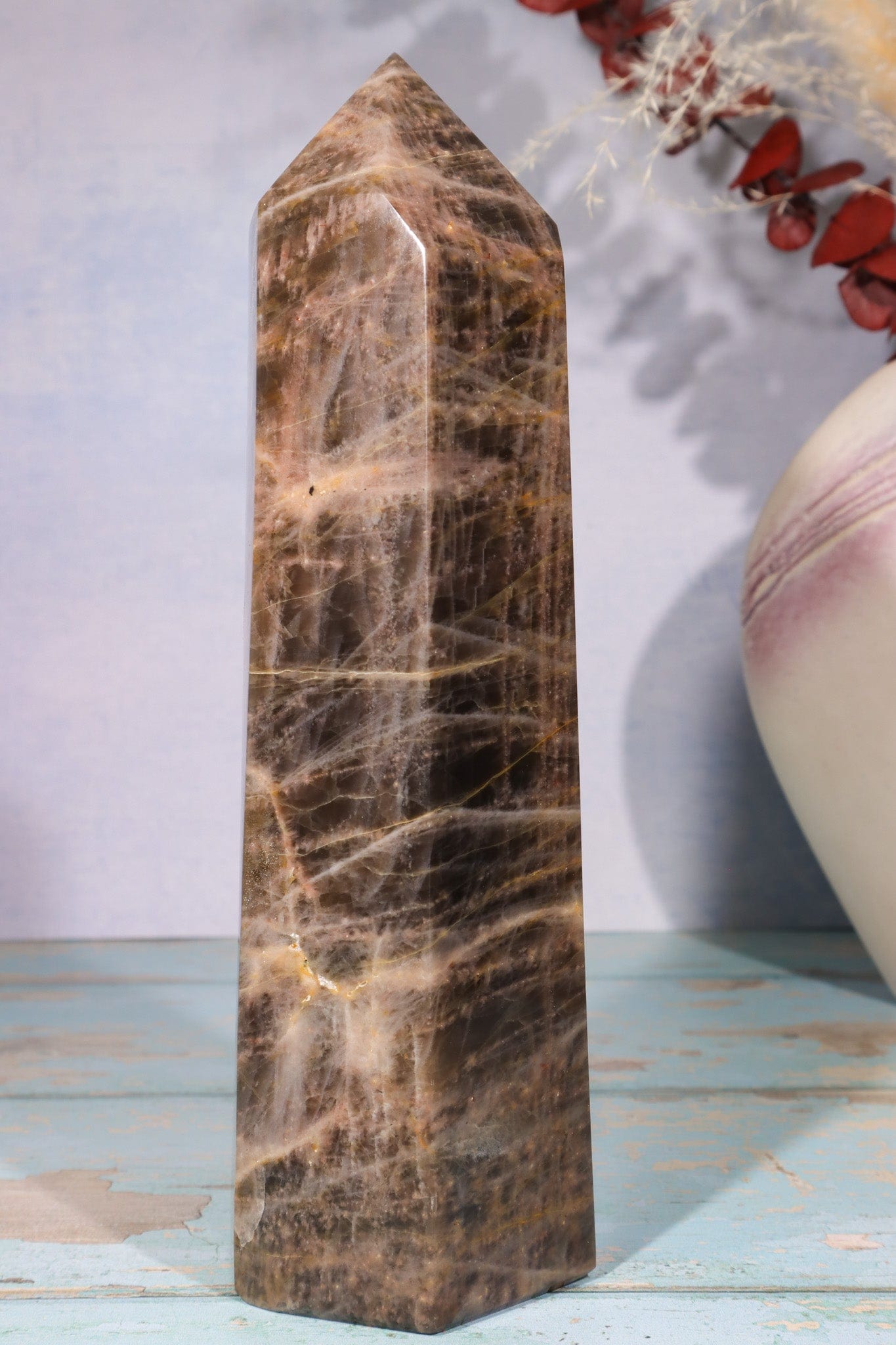 Black Moonstone Large Tower 21cm Towers Tali & Loz Crystals