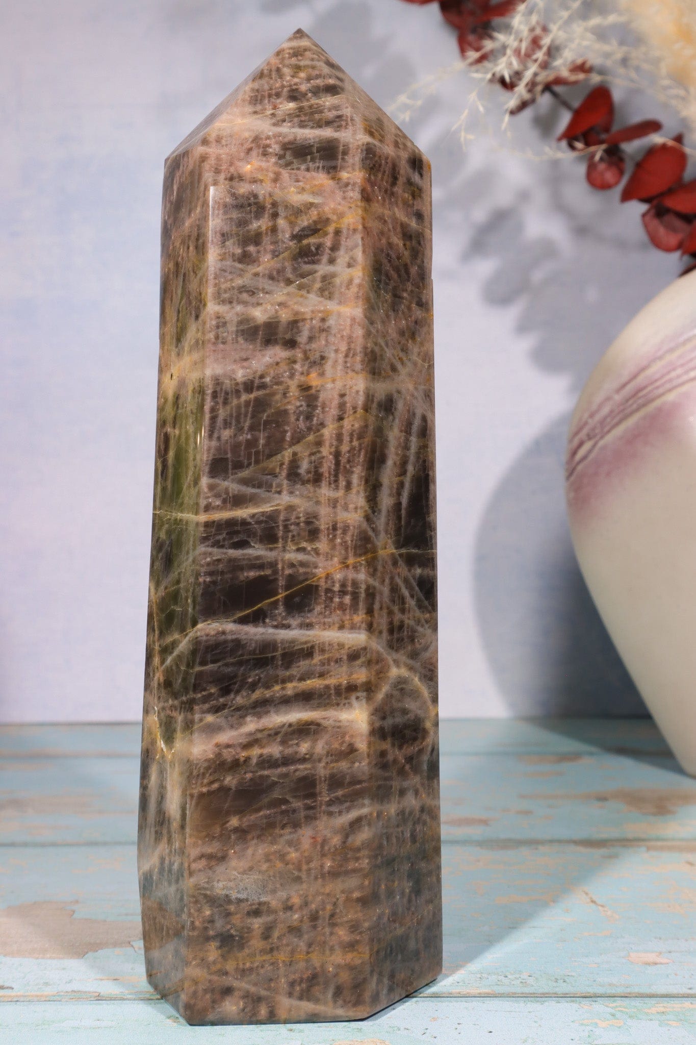 Black Moonstone Large Tower 21cm Towers Tali & Loz Crystals