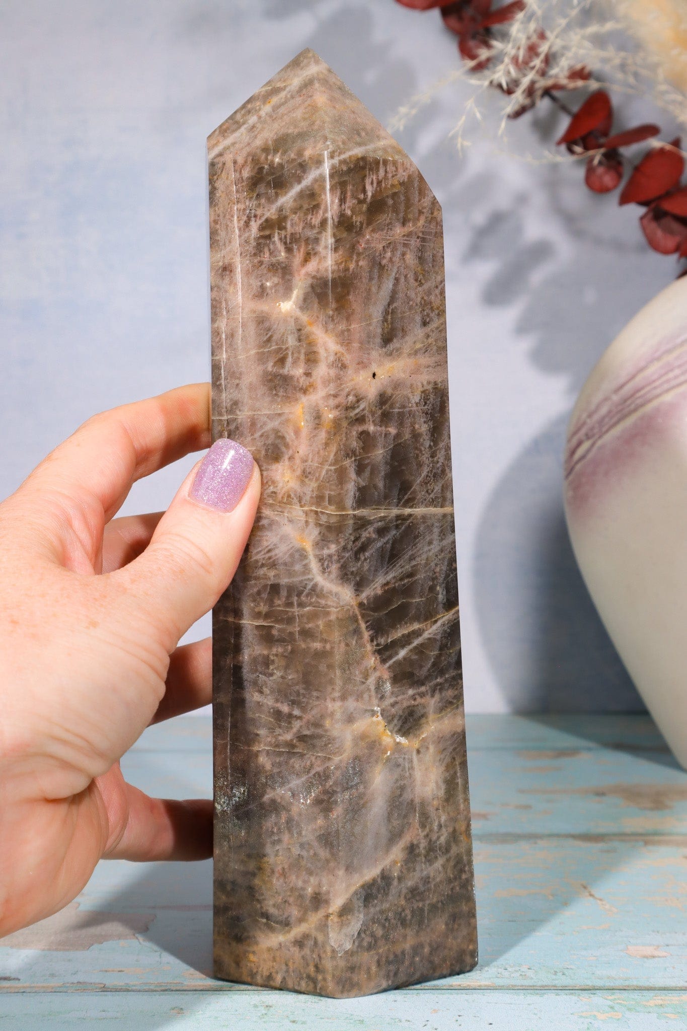 Black Moonstone Large Tower 21cm Towers Tali & Loz Crystals