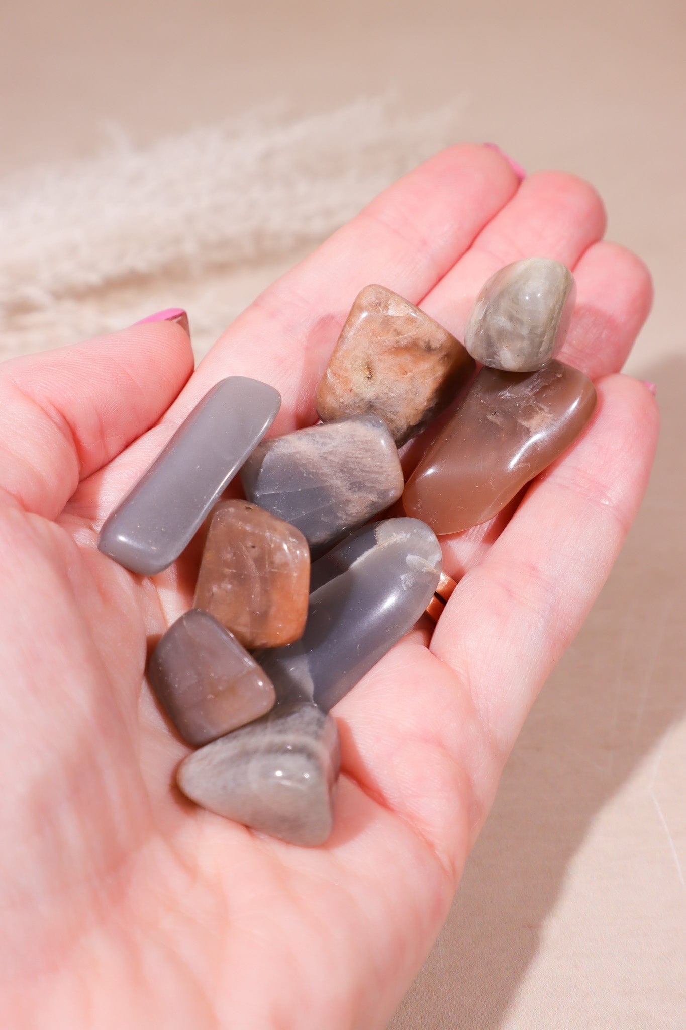 Black Moonstone Tumblestones 20-30mm - Tali & Loz Crystals