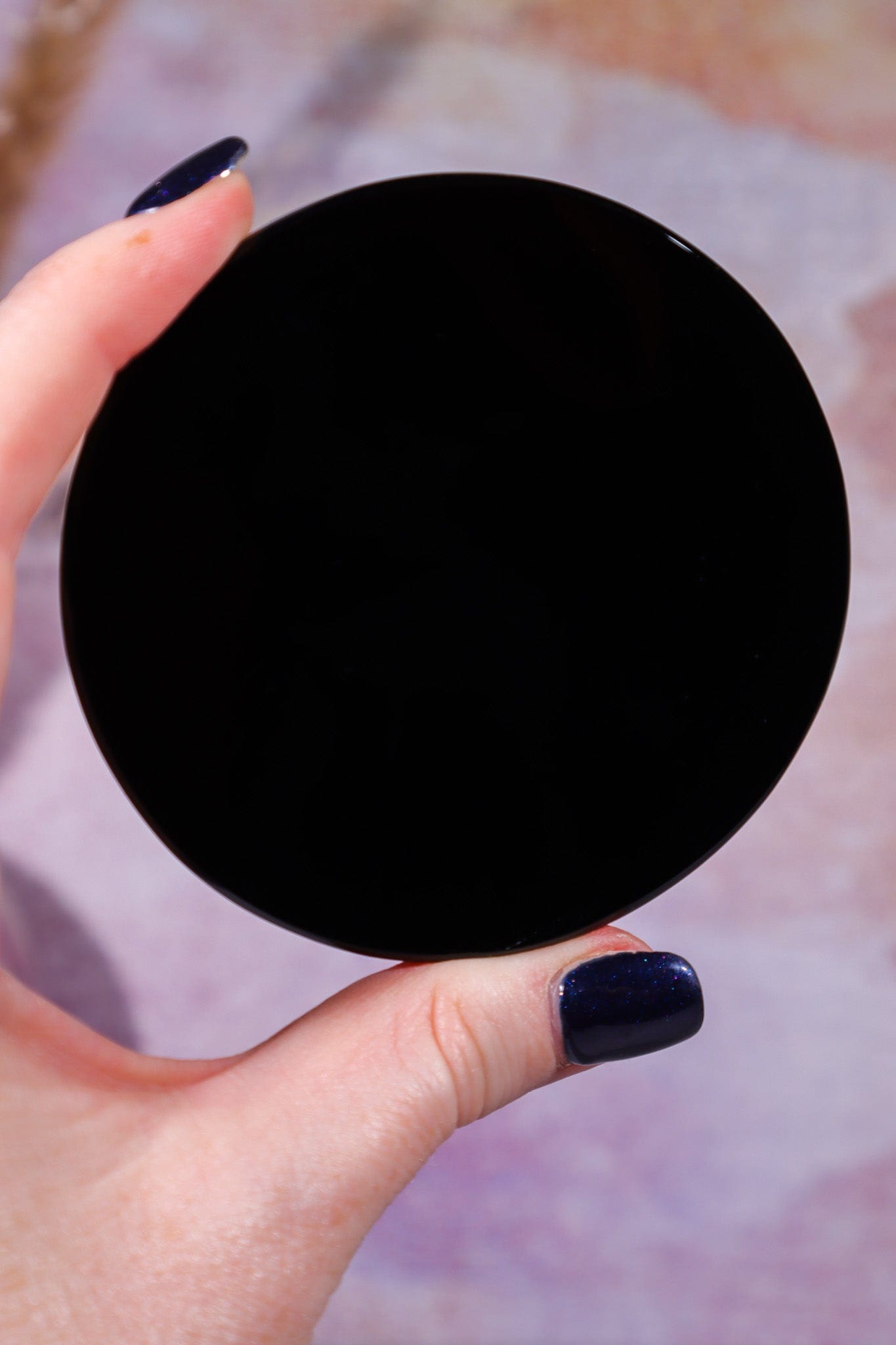 Black Obsidian Scrying Mirrors Flat Bevel 8cm Scrying Mirror Tali & Loz Crystals
