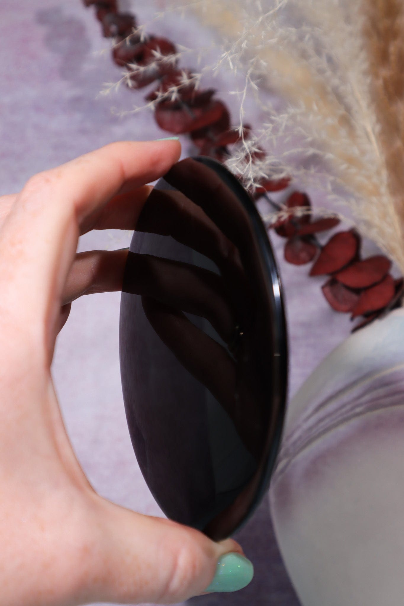 Black Obsidian Scrying Mirrors Flat Bevel 8cm Scrying Mirror Tali & Loz Crystals