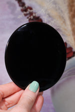 Black Obsidian Scrying Mirrors Flat Bevel 8cm Scrying Mirror Tali & Loz Crystals