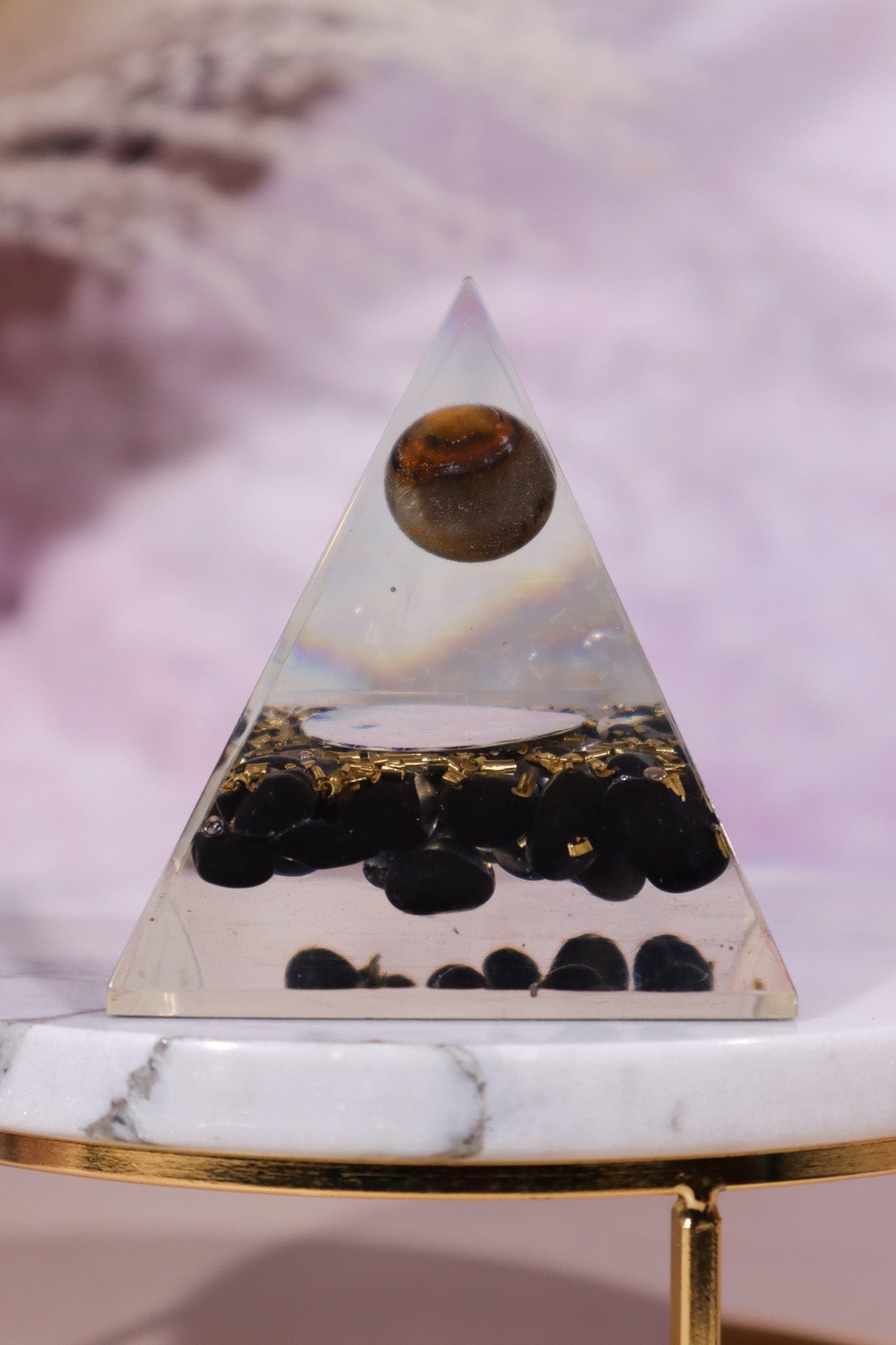 Black Onyx and Tigers Eye Orgone 7.5cm - Tali & Loz Crystals
