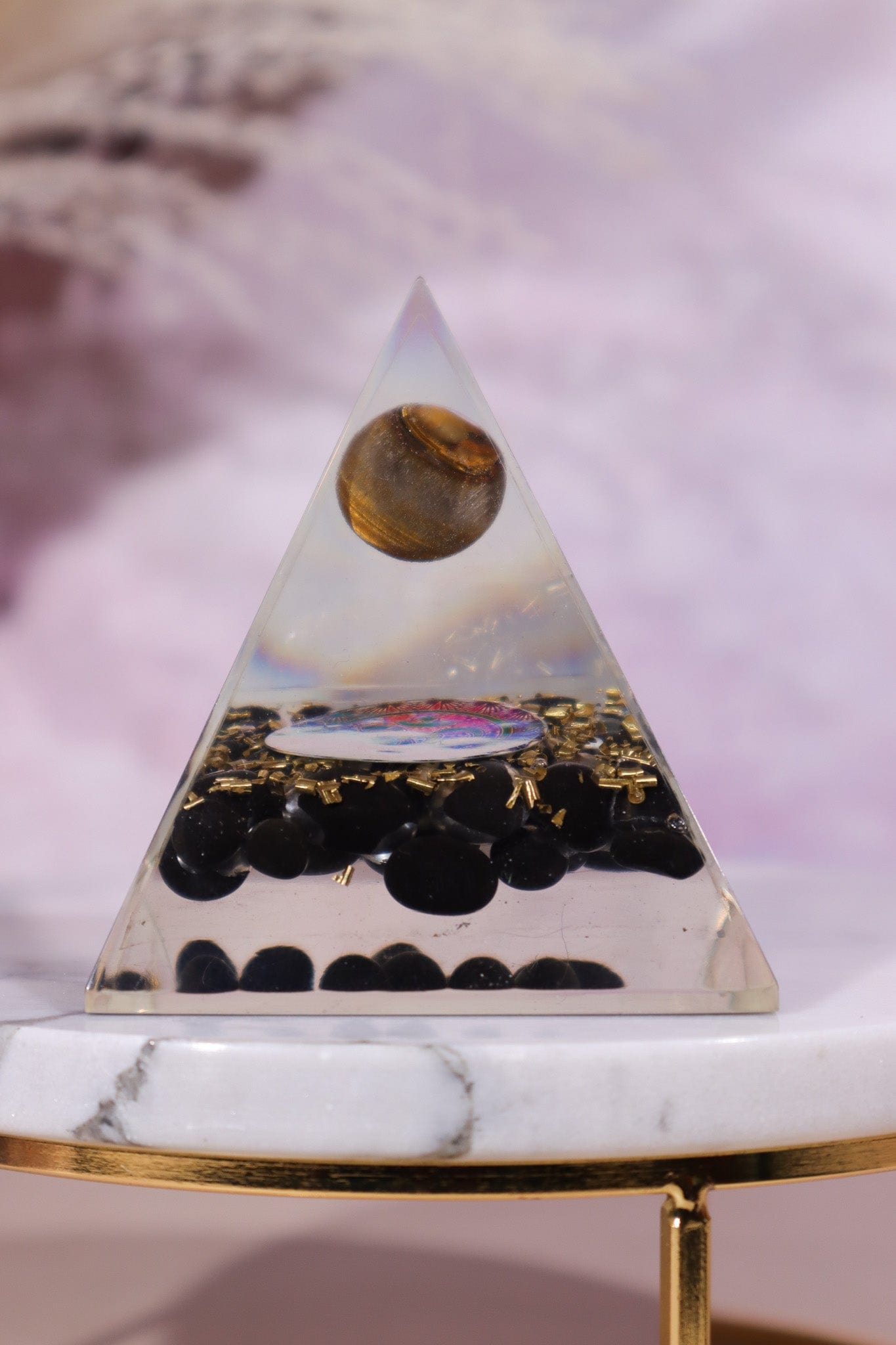 Black Onyx and Tigers Eye Orgone 7.5cm - Tali & Loz Crystals