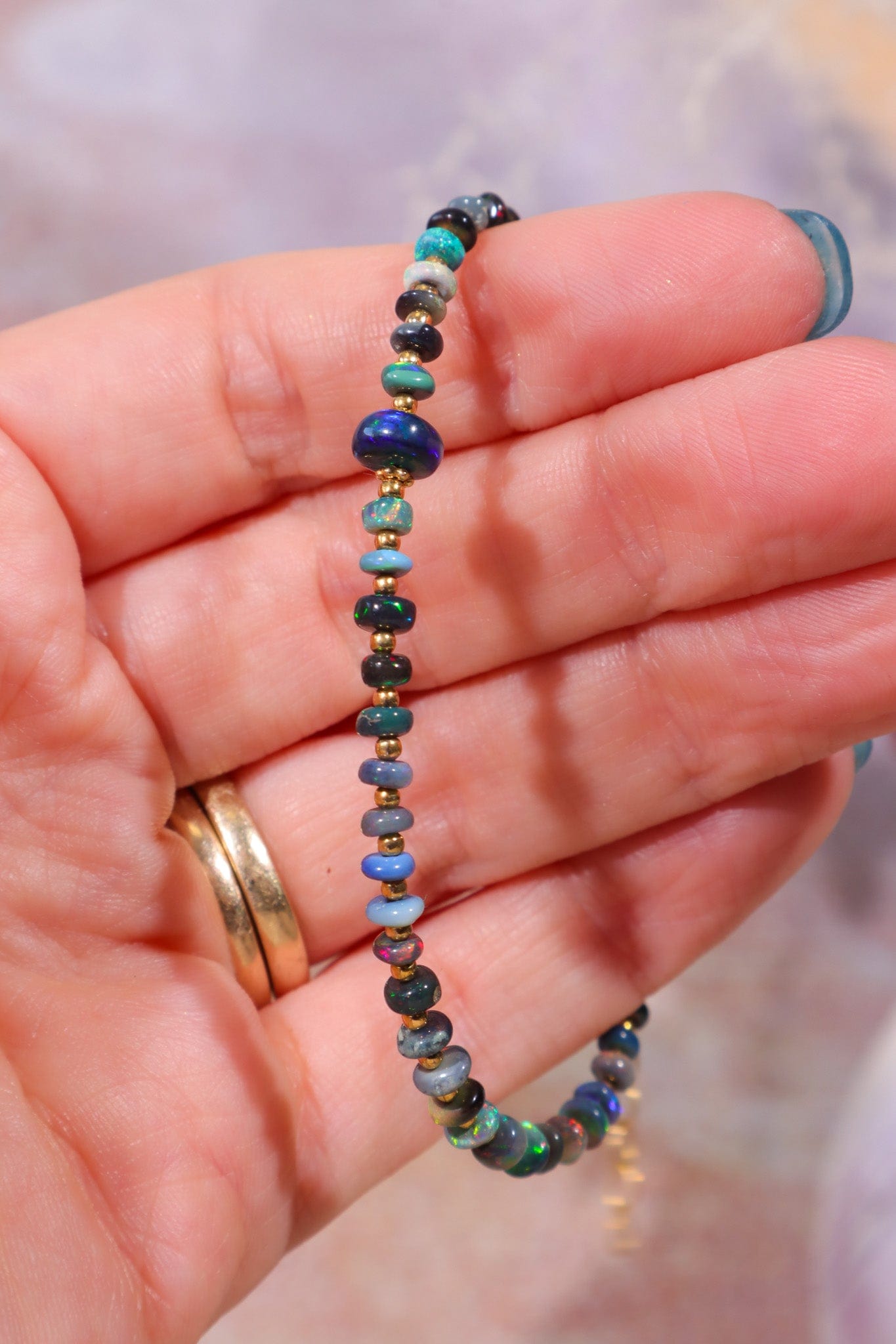 Black Opal Sectioned Bracelet | Gold, 21 cm Jewellery Tali & Loz Crystals