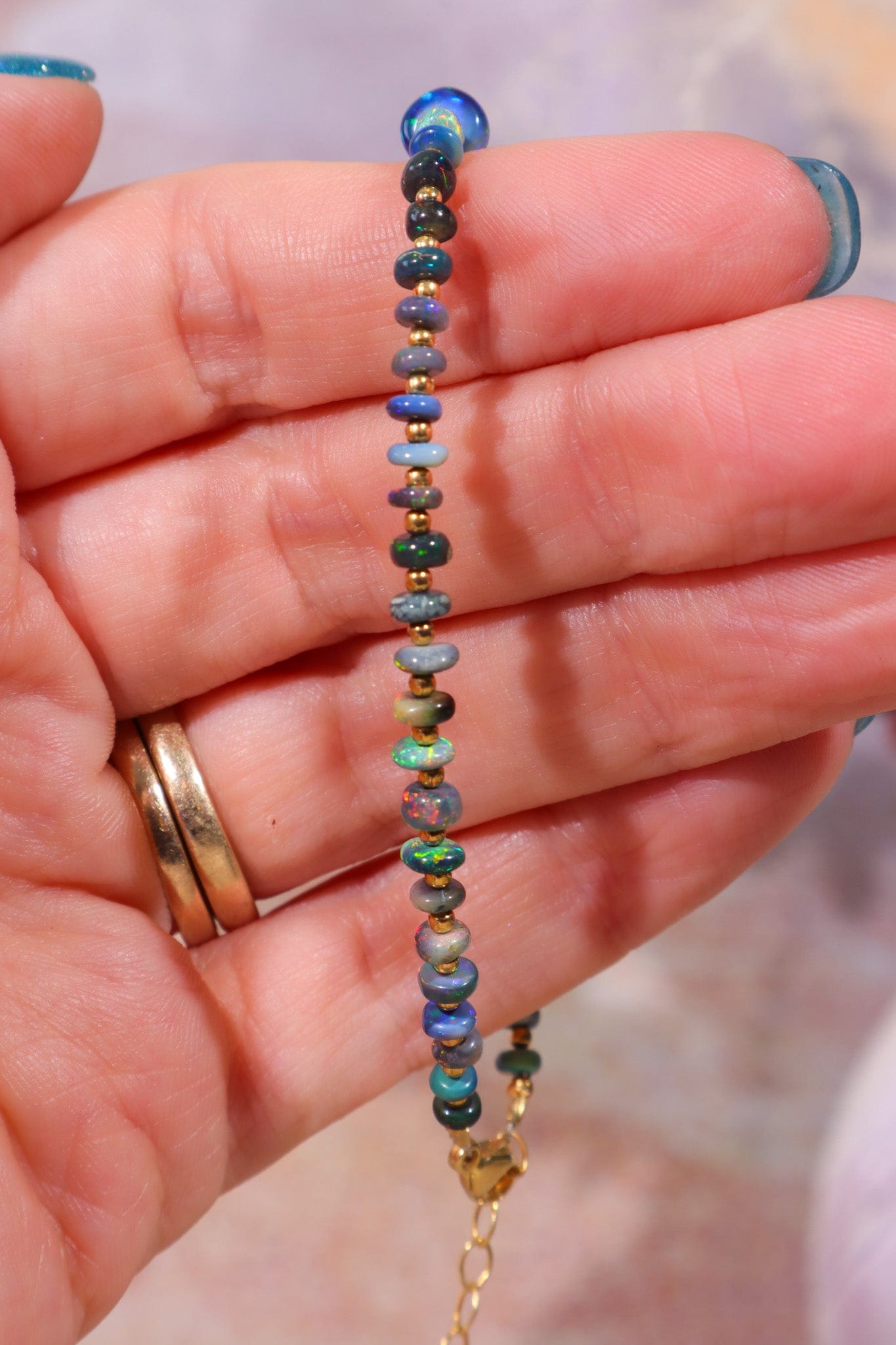 Black Opal Sectioned Bracelet | Gold, 21 cm Jewellery Tali & Loz Crystals