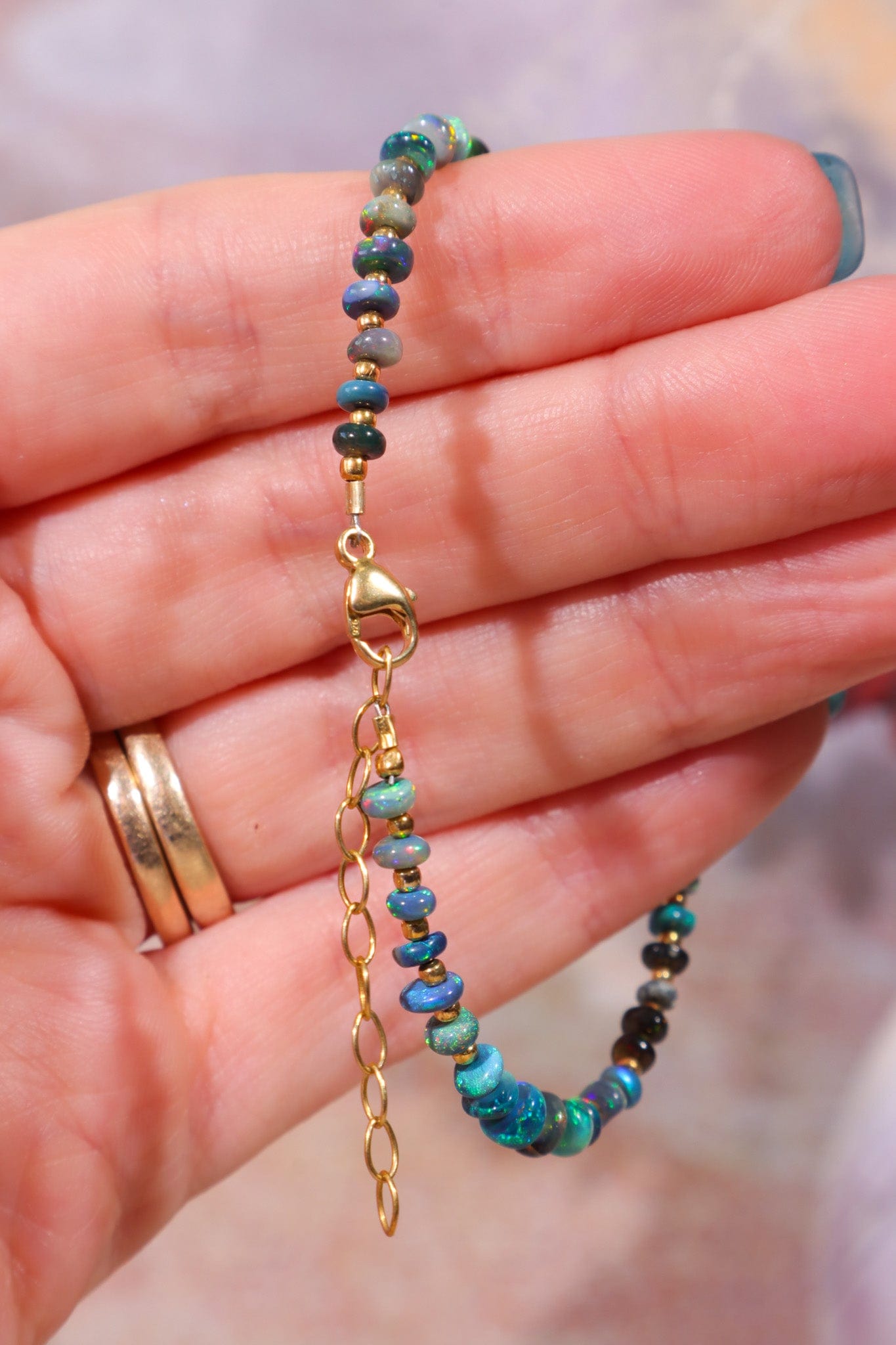 Black Opal Sectioned Bracelet | Gold, 21 cm Jewellery Tali & Loz Crystals