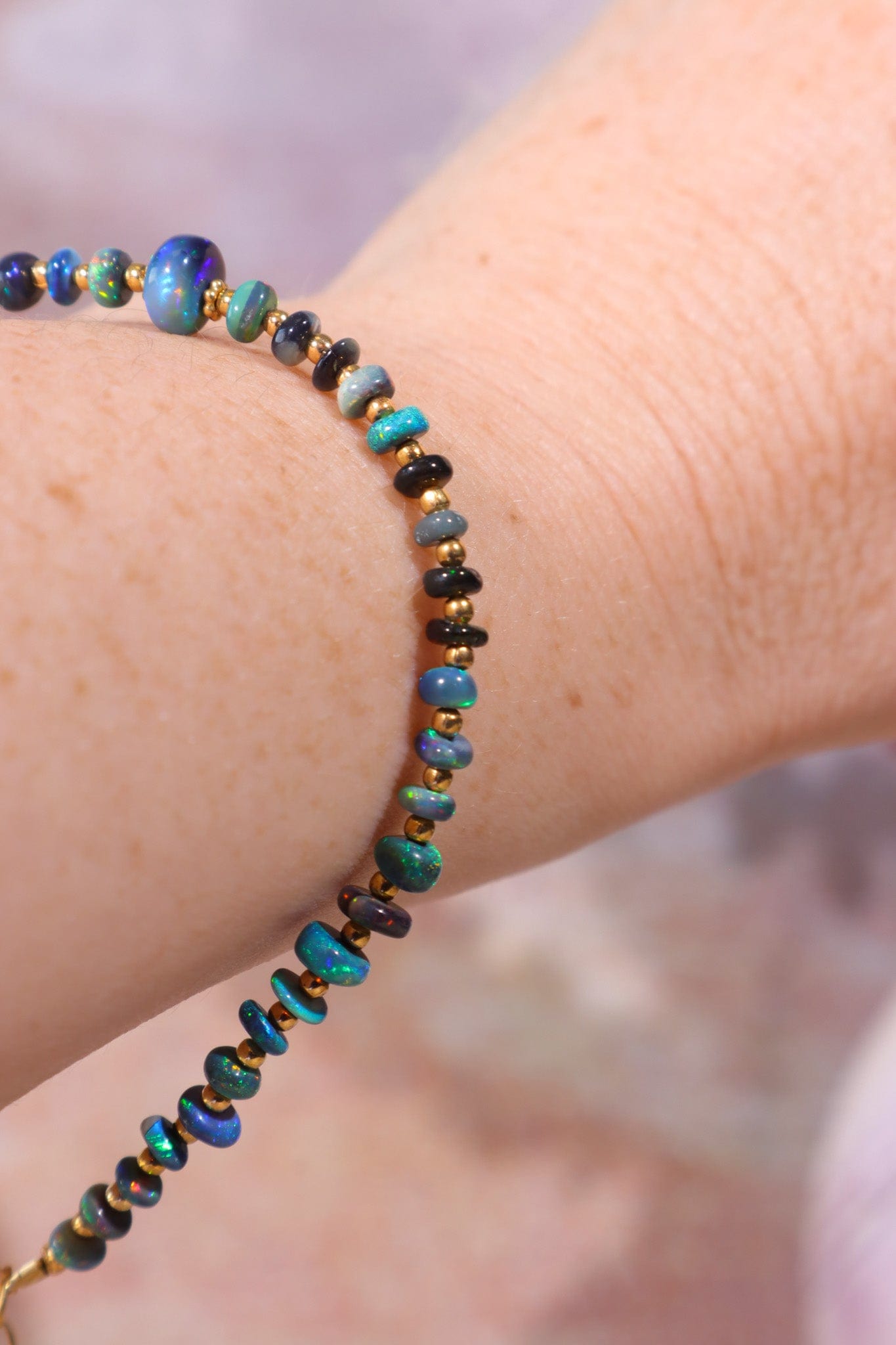 Black Opal Sectioned Bracelet | Gold, 21 cm Jewellery Tali & Loz Crystals