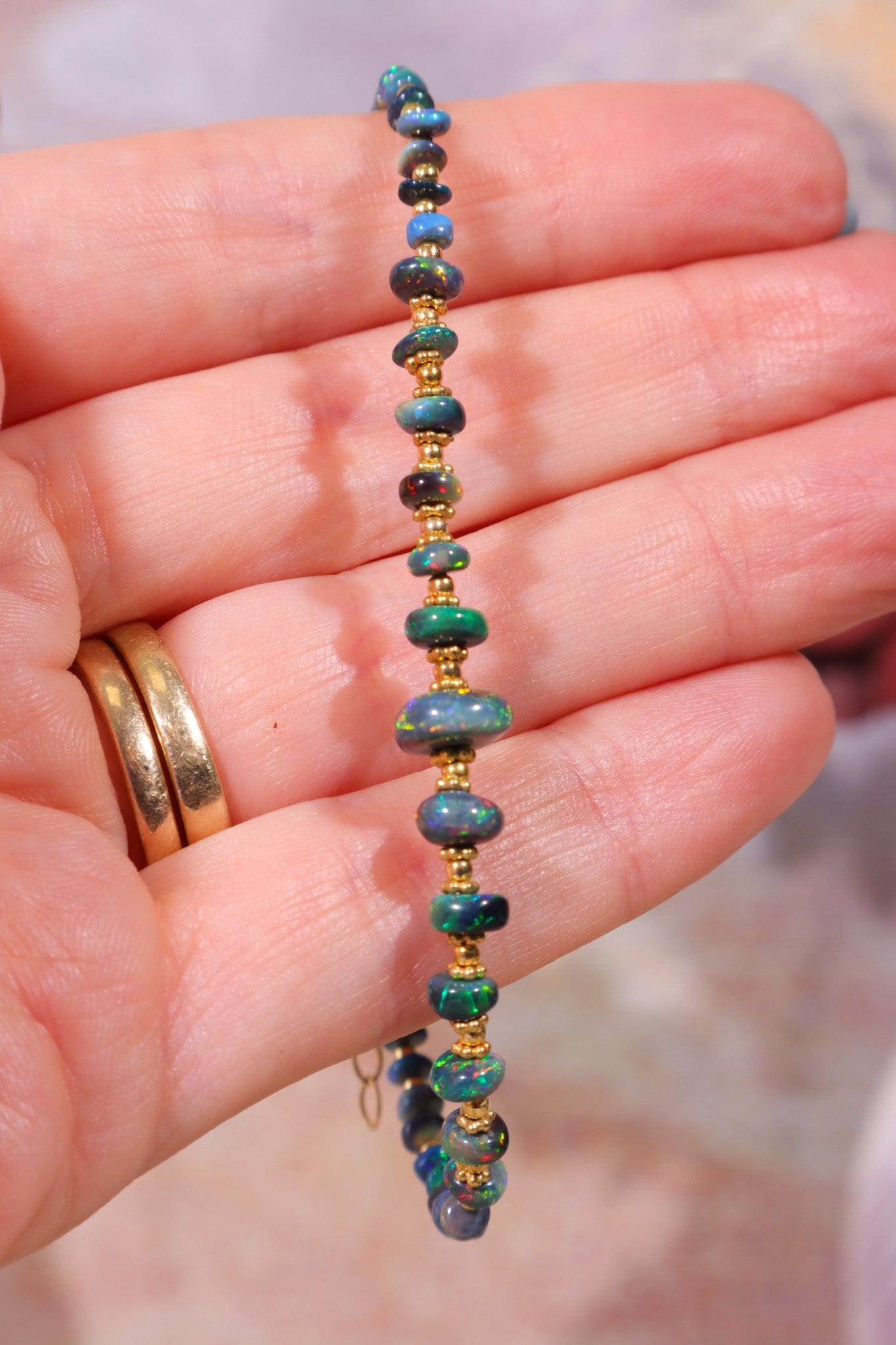 Black Opal Sectioned Bracelet | Gold, 22cm Jewellery Tali & Loz Crystals