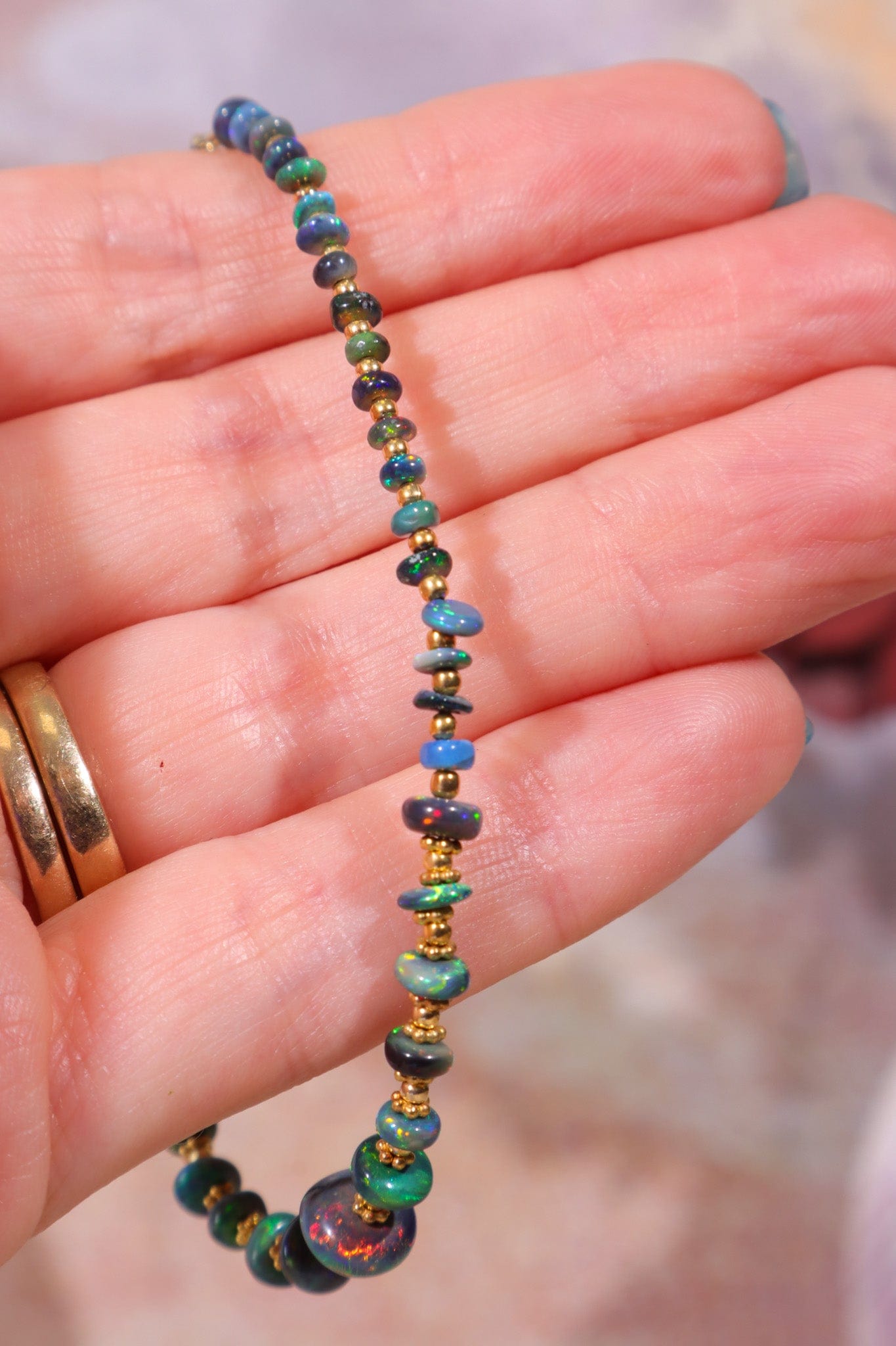 Black Opal Sectioned Bracelet | Gold, 22cm Jewellery Tali & Loz Crystals