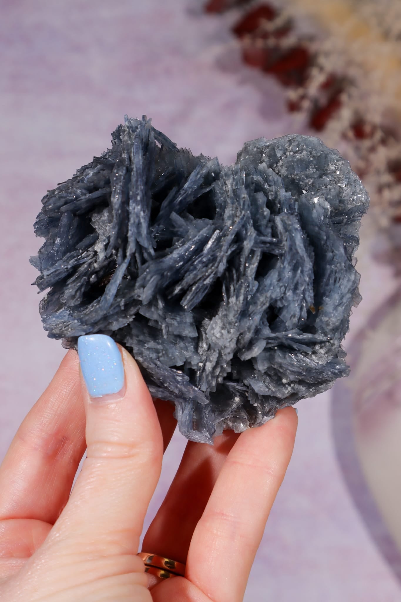 Blue Baryte Bladed Crystal Specimen 8.5cm  | Cavnic Mine, Romania Minerals Tali & Loz Crystals