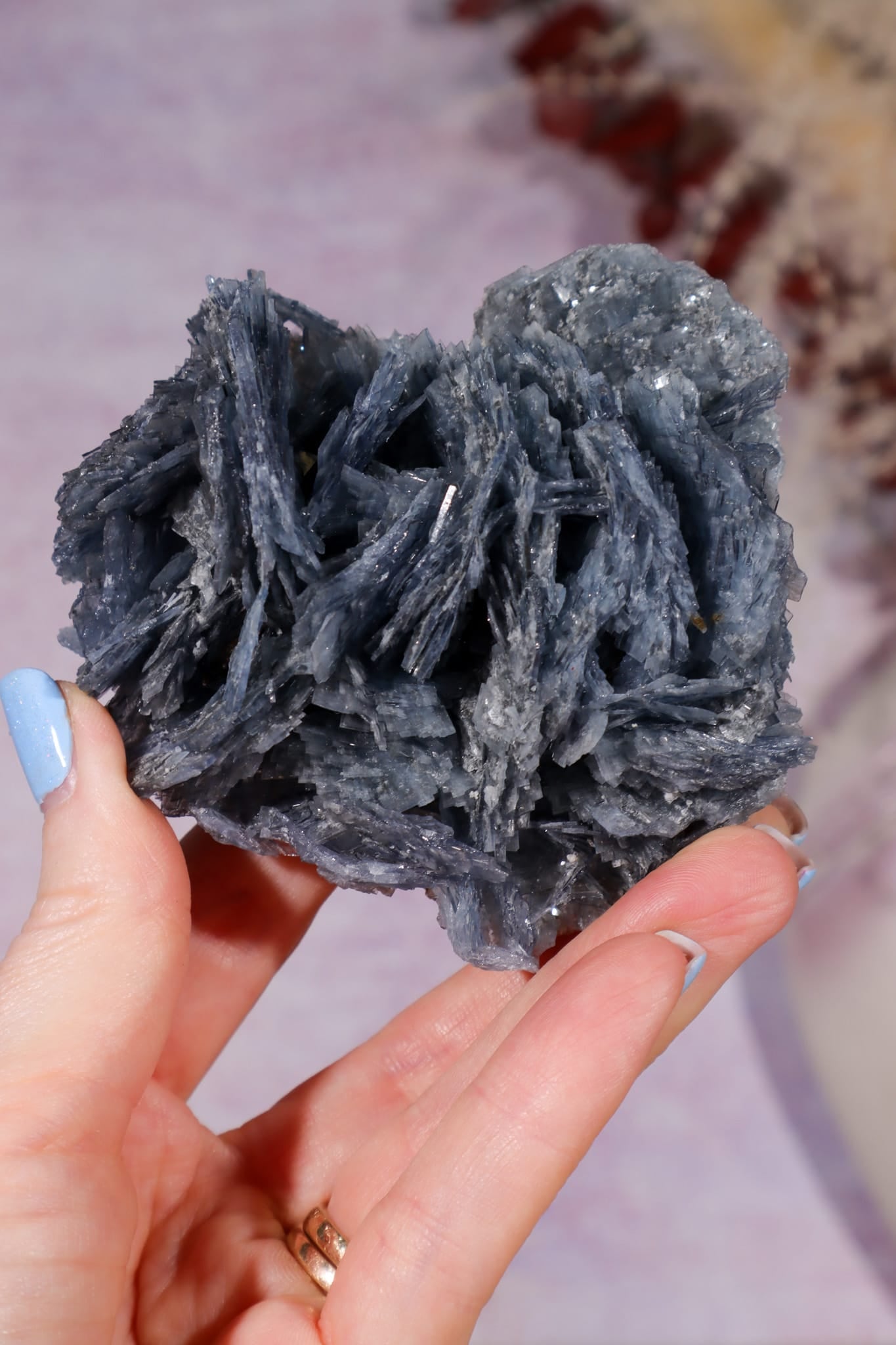 Blue Baryte Bladed Crystal Specimen 8.5cm  | Cavnic Mine, Romania Minerals Tali & Loz Crystals