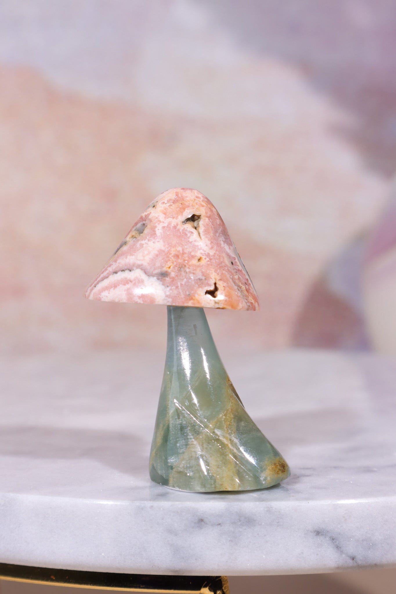 Blue Calcite and Rhodochrosite Mushroom, 28.5gr, Sold As Seen Mushrooms Tali & Loz Crystals