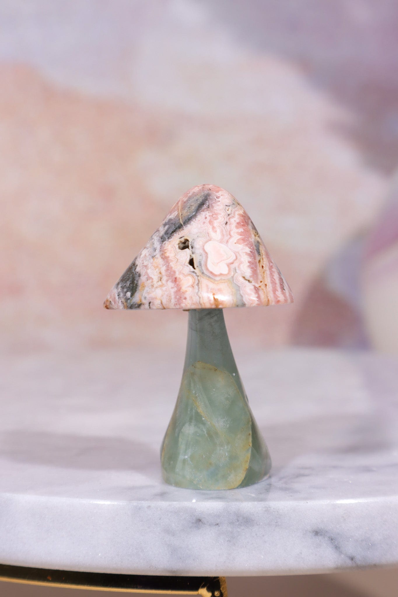 Blue Calcite and Rhodochrosite Mushroom, 28.5gr, Sold As Seen Mushrooms Tali & Loz Crystals