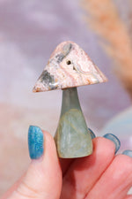 Blue Calcite and Rhodochrosite Mushroom, 28.5gr, Sold As Seen Mushrooms Tali & Loz Crystals