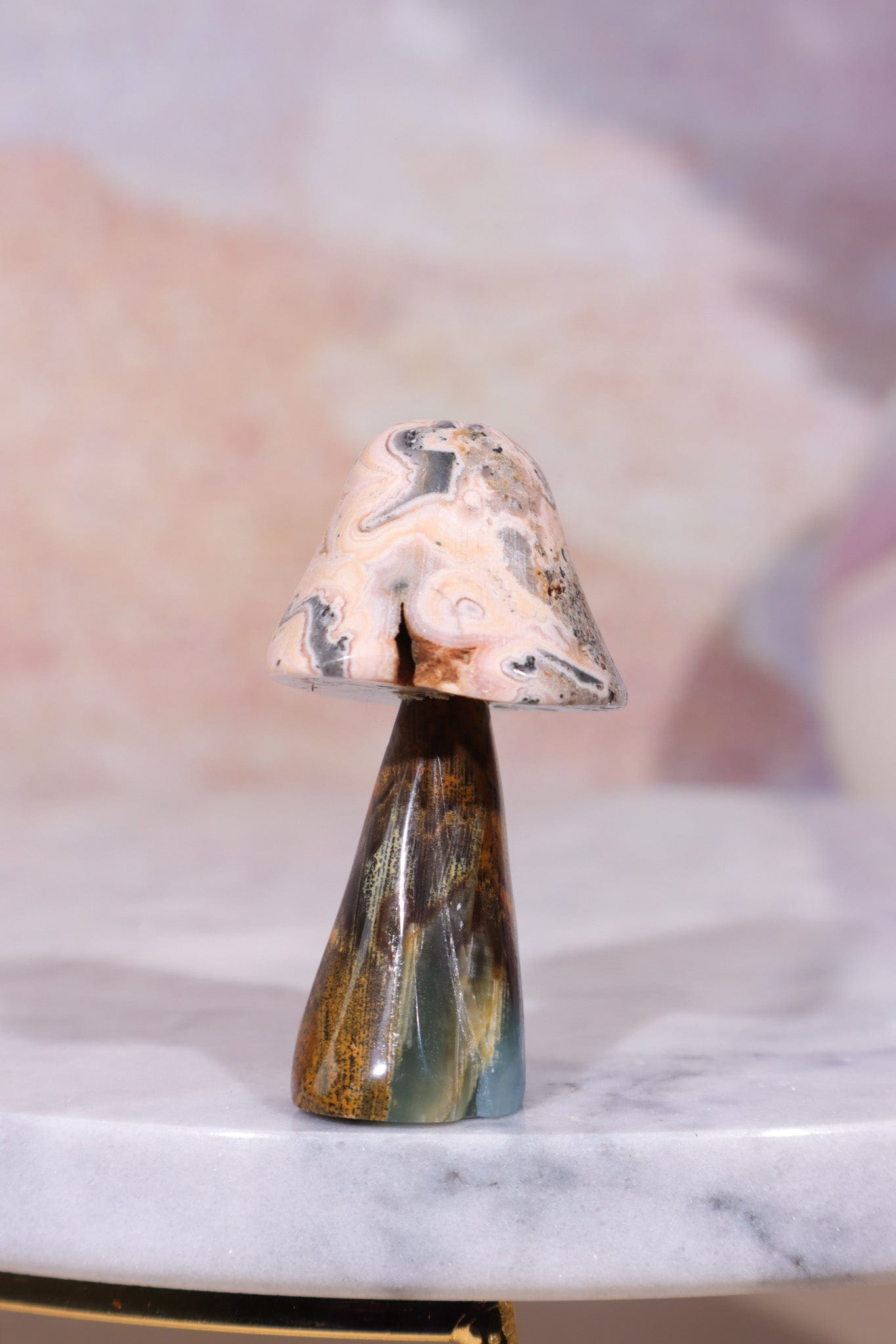 Blue Calcite and Rhodochrosite Mushroom, 31gr, Sold As Seen Mushrooms Tali & Loz Crystals