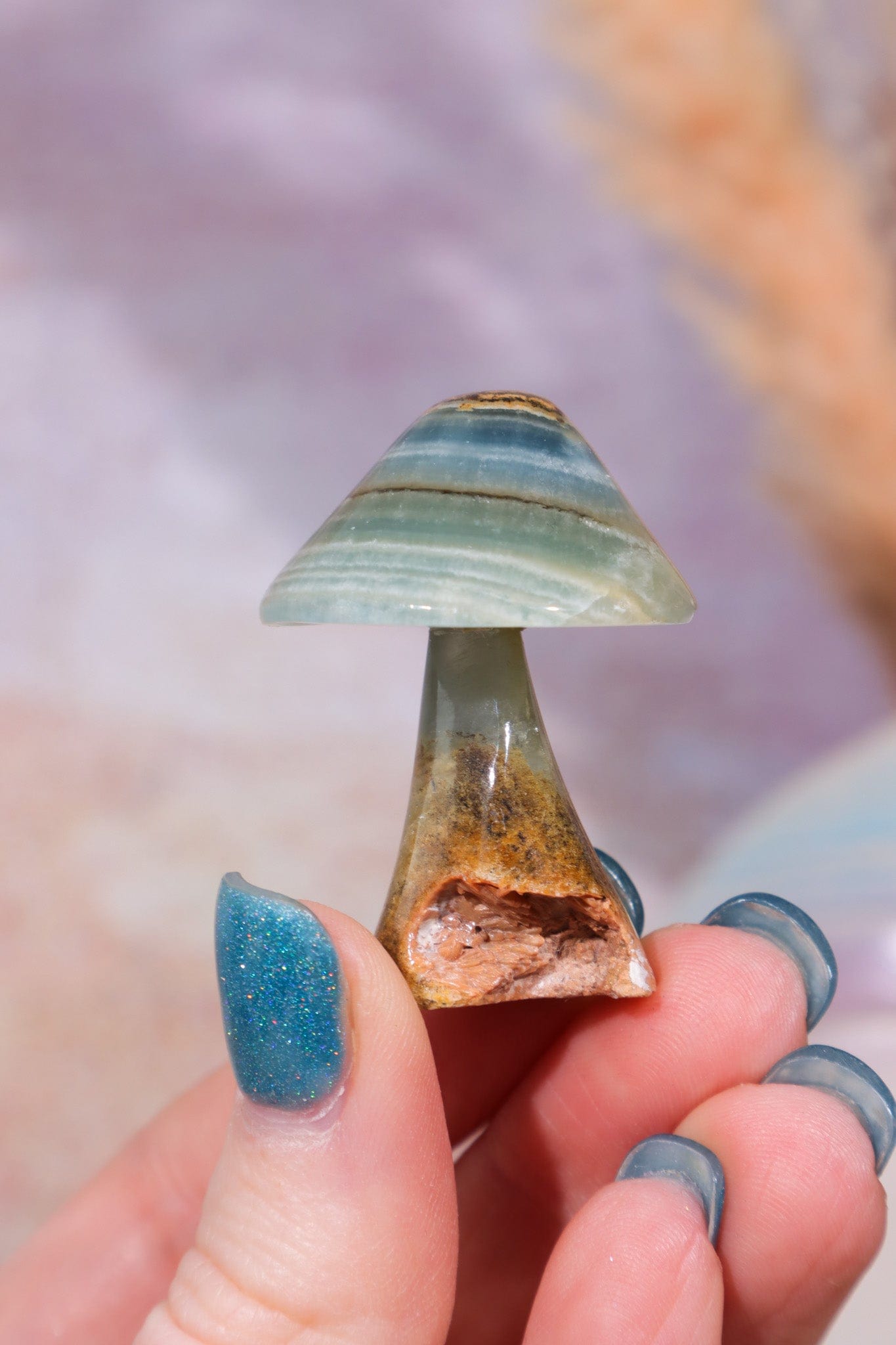 Blue Calcite Mushroom Mushrooms Tali & Loz Crystals