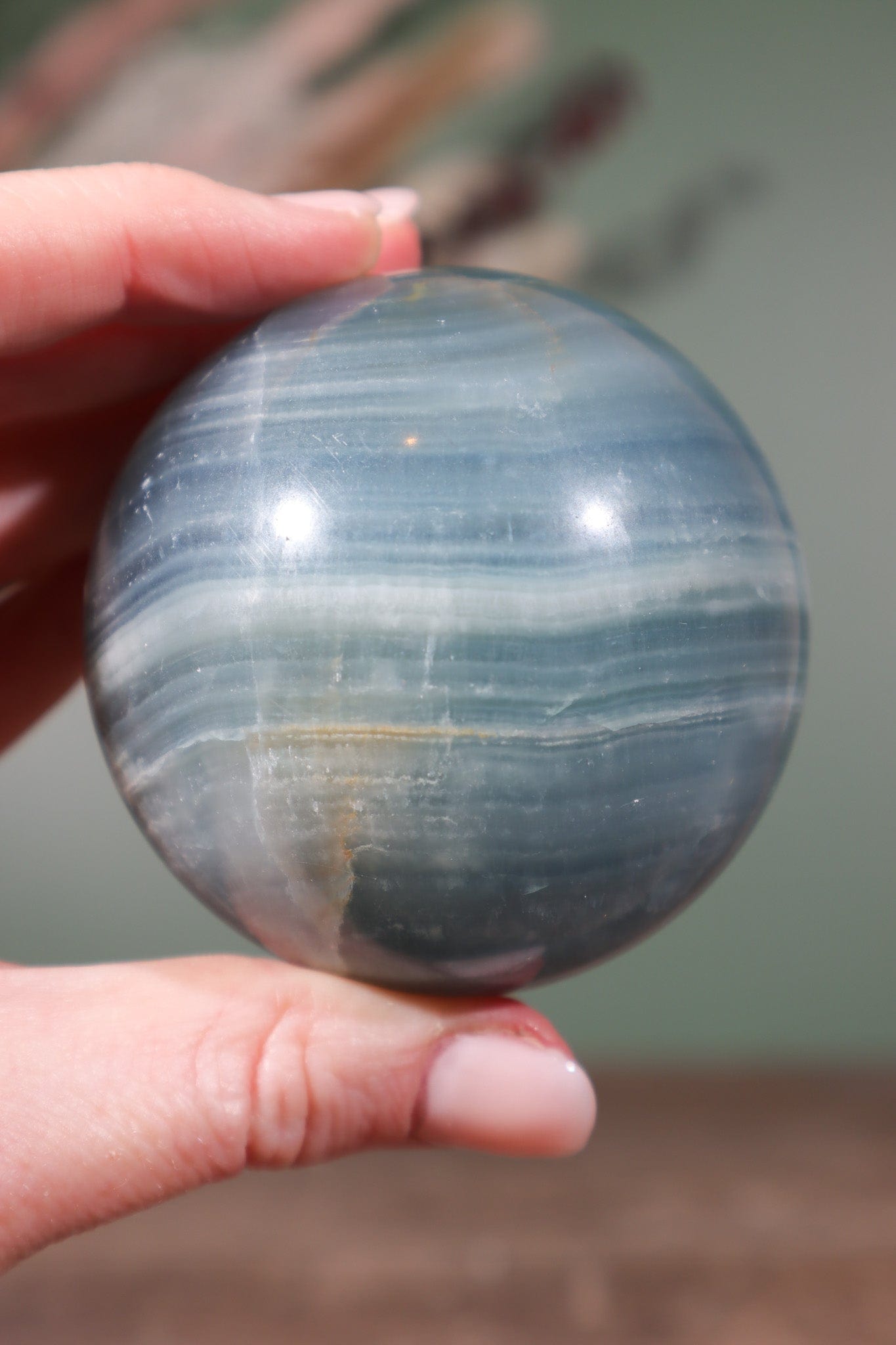 Blue Calcite Sphere 63mm Spheres Tali & Loz Crystals