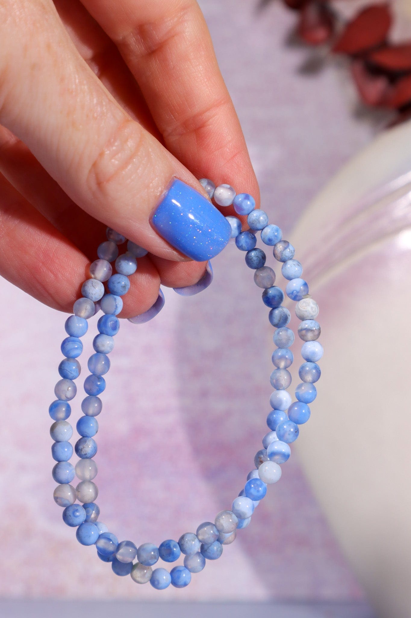 Blue Lace Agate Beaded Bracelet (Bead Size 0.4cm), Intuitively Chosen Bracelets Tali & Loz Crystals