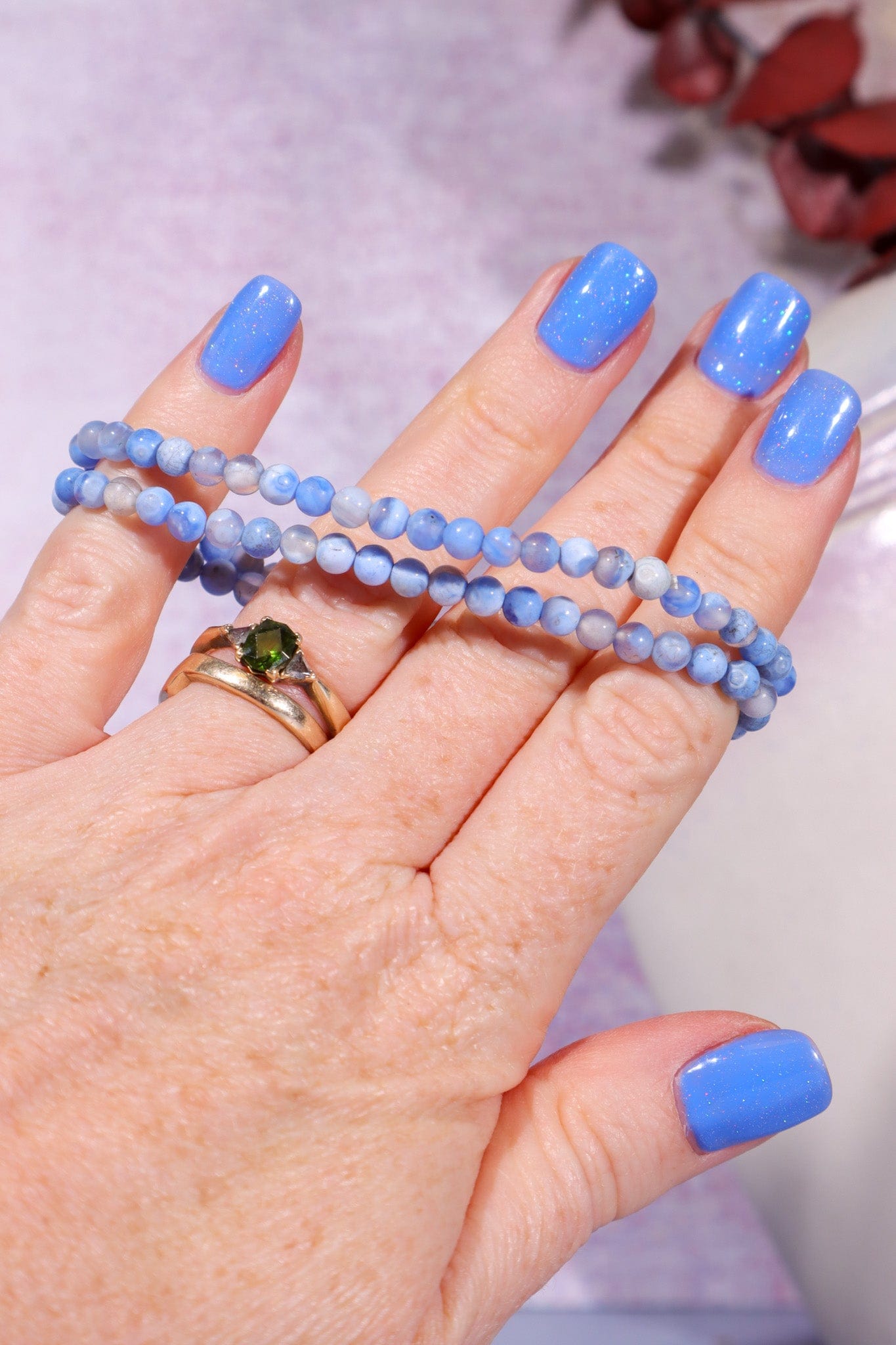 Blue Lace Agate Beaded Bracelet (Bead Size 0.4cm), Intuitively Chosen Bracelets Tali & Loz Crystals