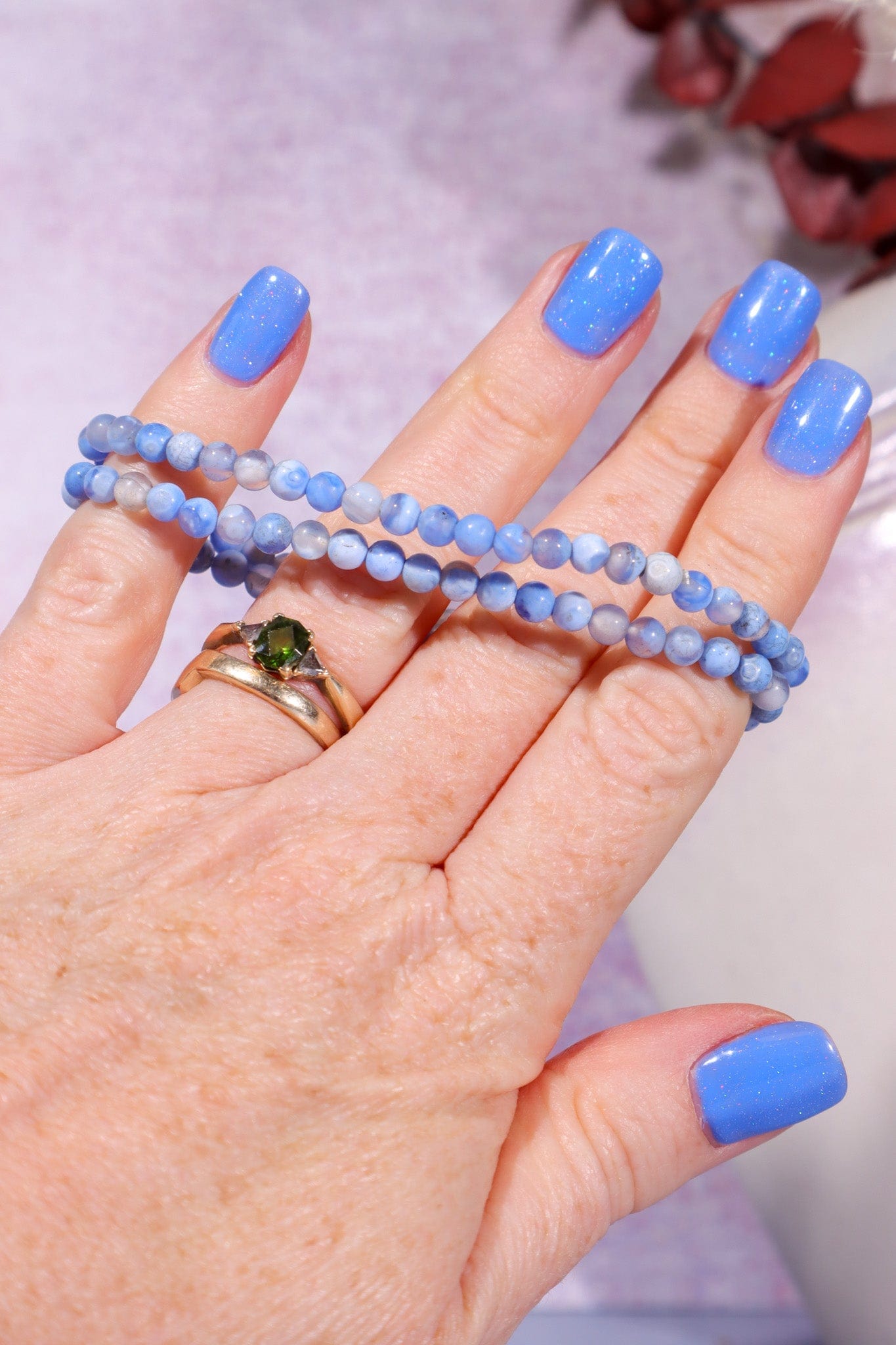 Blue Lace Agate Beaded Bracelet (Bead Size 0.4cm), Intuitively Chosen Bracelets Tali & Loz Crystals