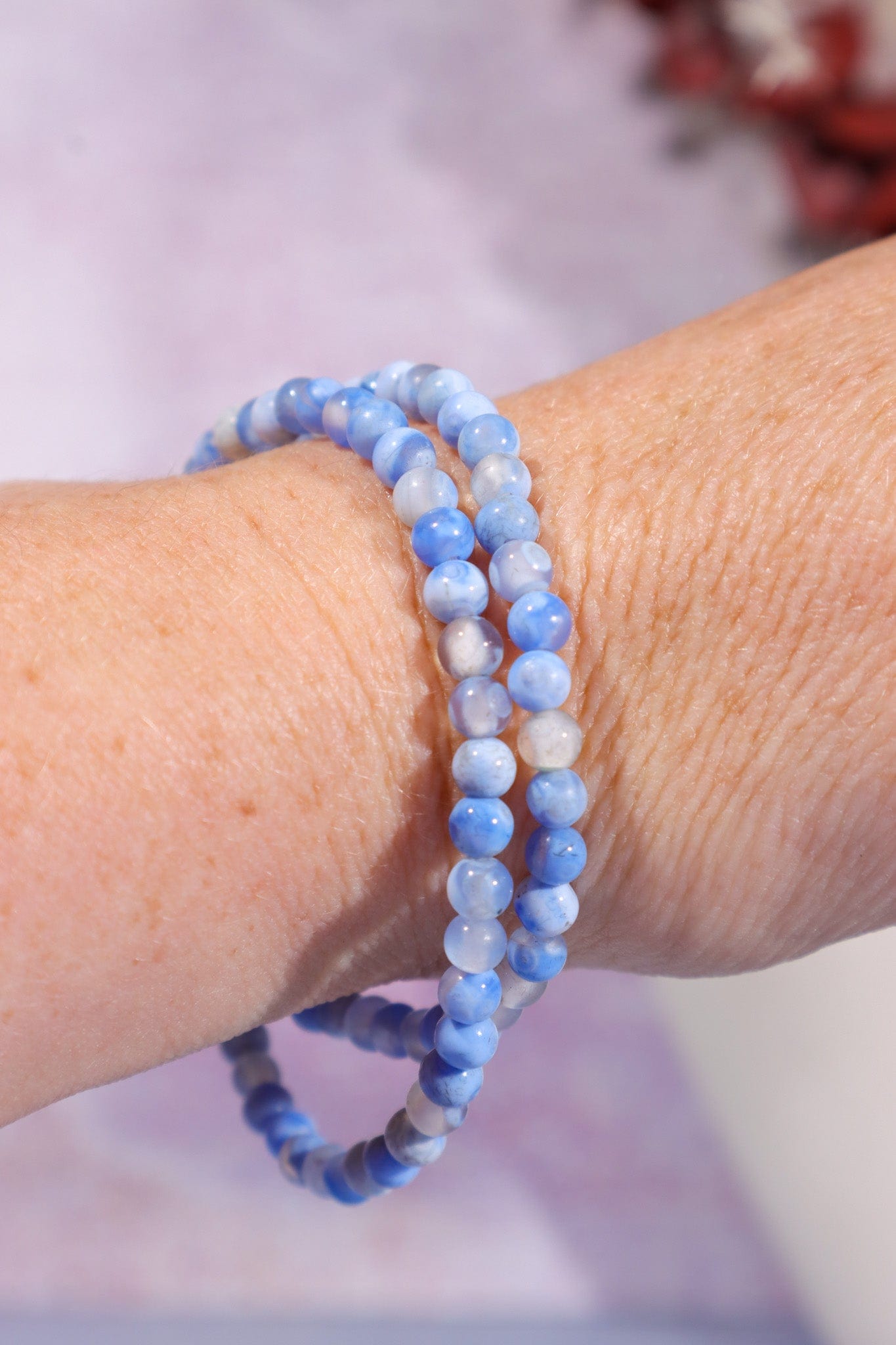 Blue Lace Agate Beaded Bracelet (Bead Size 0.4cm), Intuitively Chosen Bracelets Tali & Loz Crystals