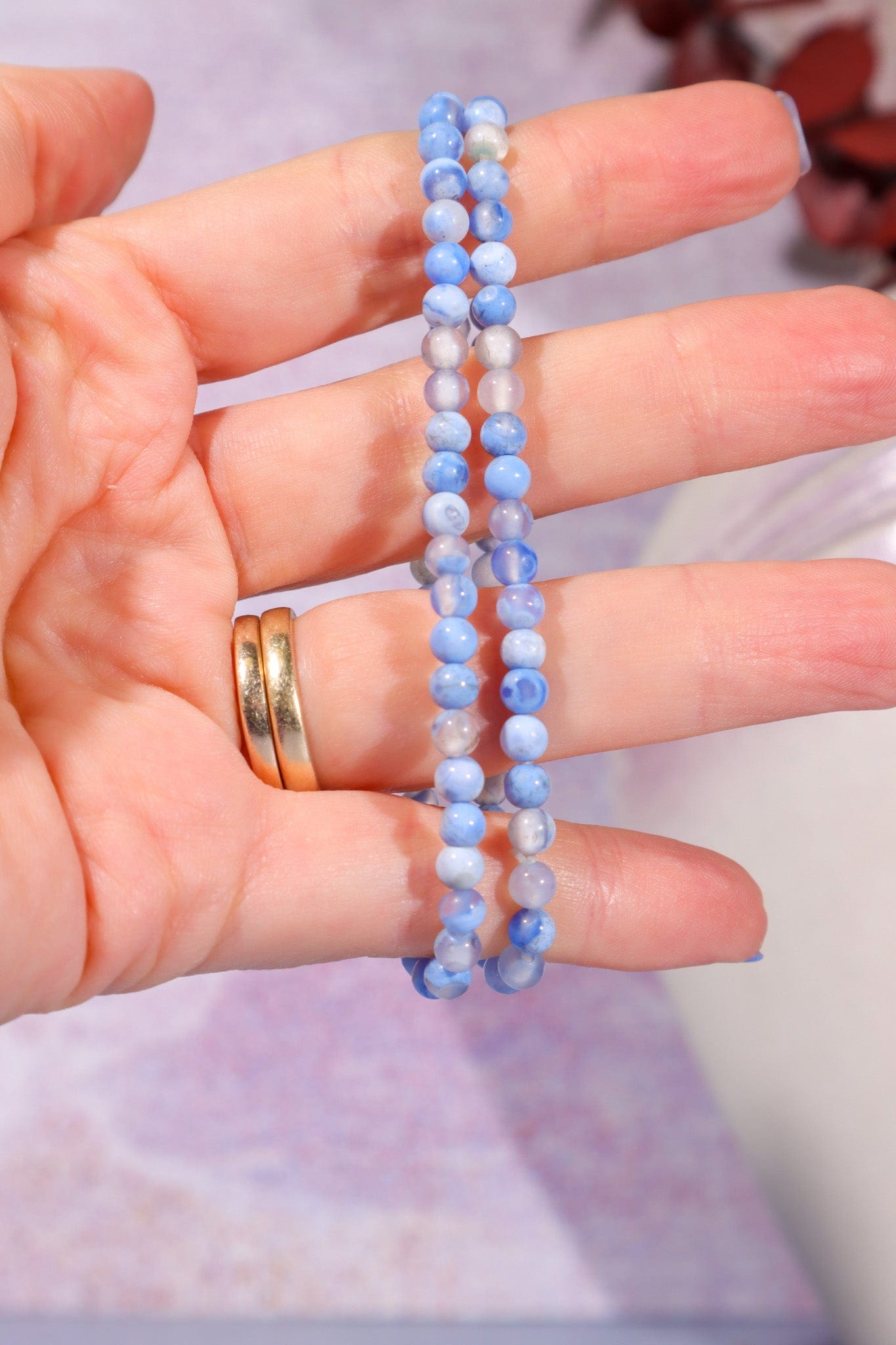 Blue Lace Agate Beaded Bracelet (Bead Size 0.4cm), Intuitively Chosen Bracelets Tali & Loz Crystals