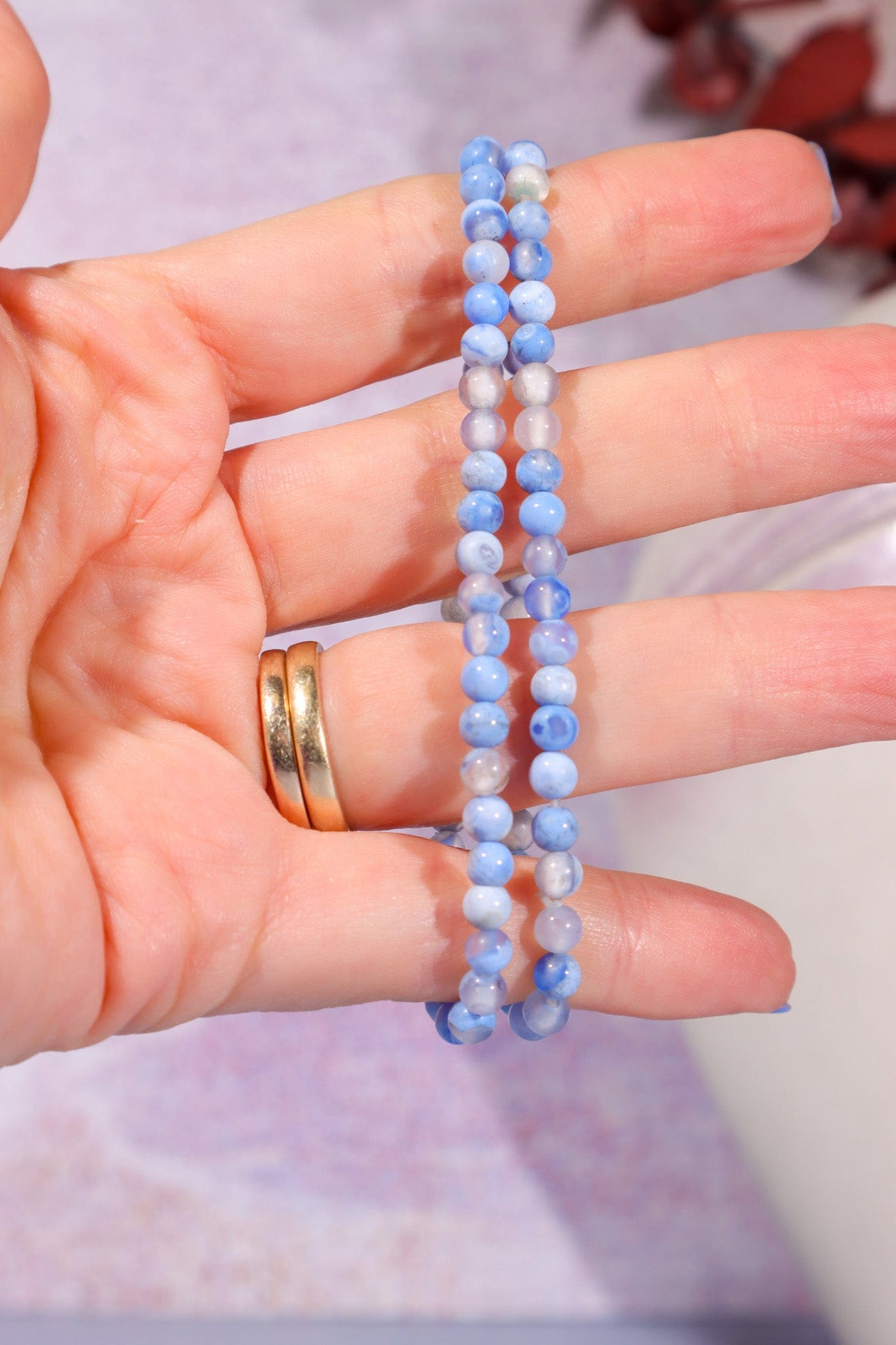 Blue Lace Agate Beaded Bracelet (Bead Size 0.4cm), Intuitively Chosen Bracelets Tali & Loz Crystals