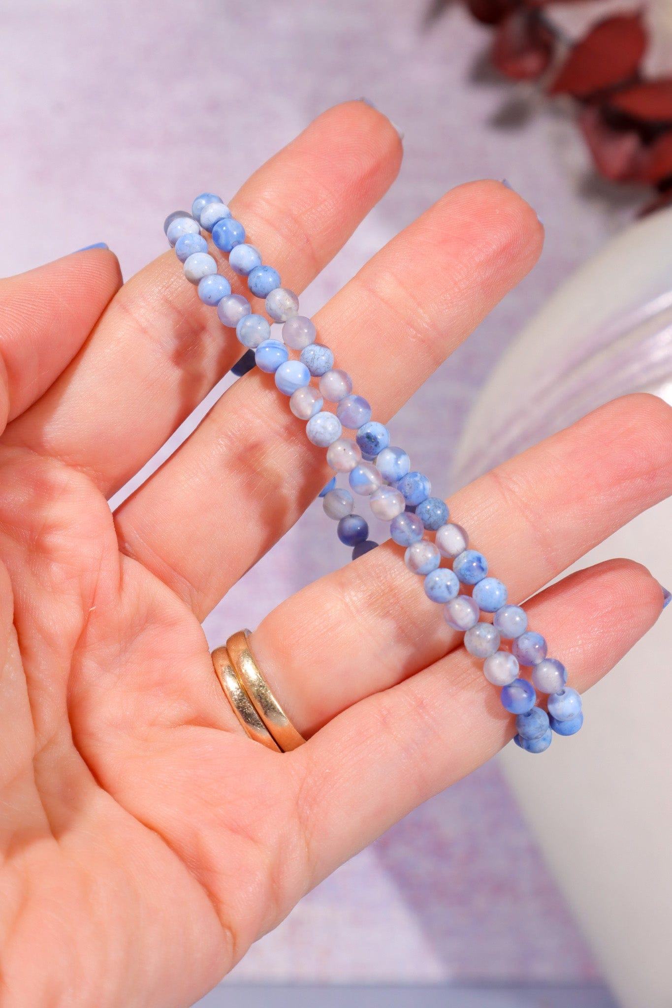 Blue Lace Agate Beaded Bracelet (Bead Size 0.4cm), Intuitively Chosen Bracelets Tali & Loz Crystals