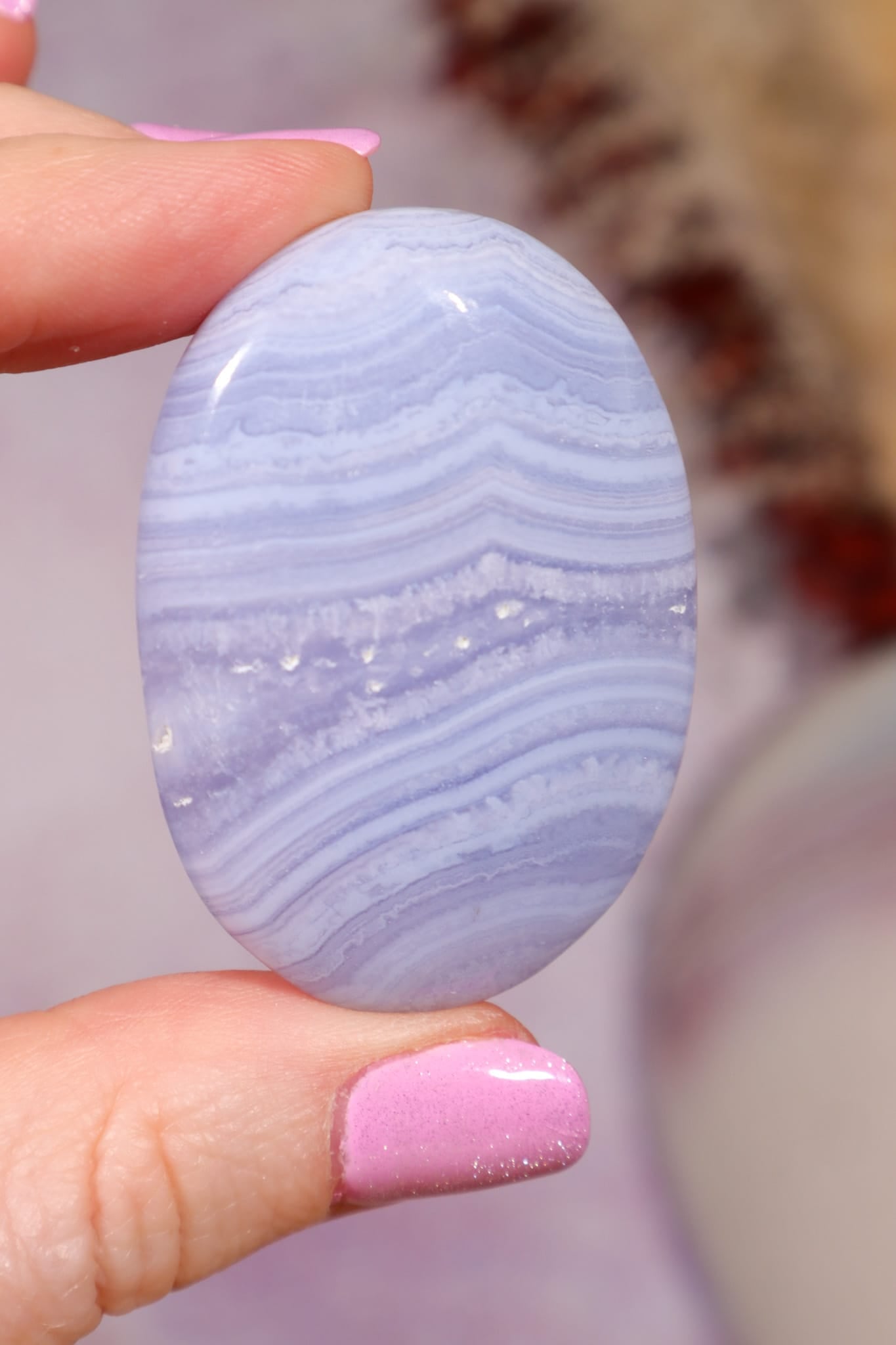 Blue Lace Agate Palmstones | 4/5.5cm | India Palmstones Tali & Loz Crystals