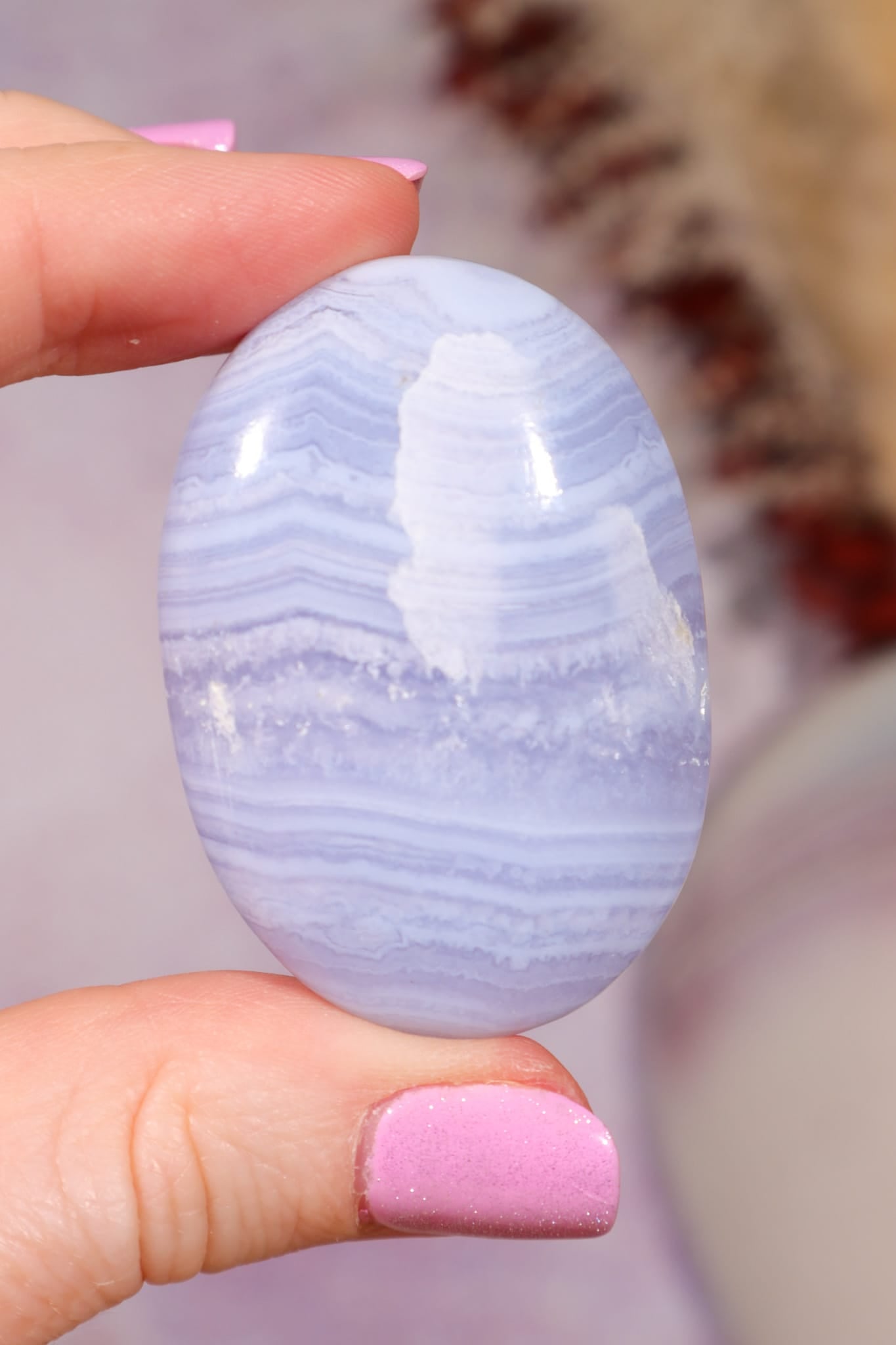 Blue Lace Agate Palmstones | 4/5.5cm | India Palmstones Tali & Loz Crystals