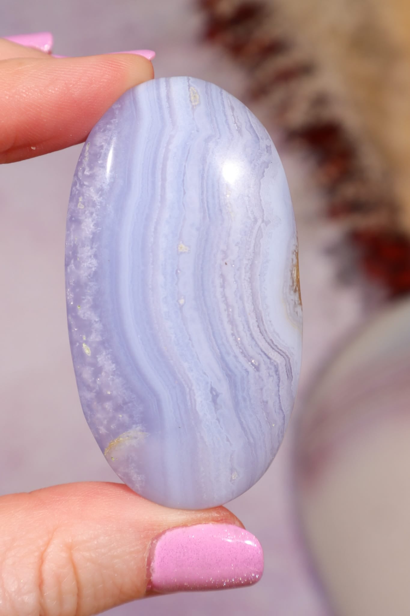 Blue Lace Agate Palmstones | 4/5.5cm | India Palmstones Tali & Loz Crystals