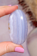 Blue Lace Agate Palmstones | 4/5.5cm | India Palmstones Tali & Loz Crystals