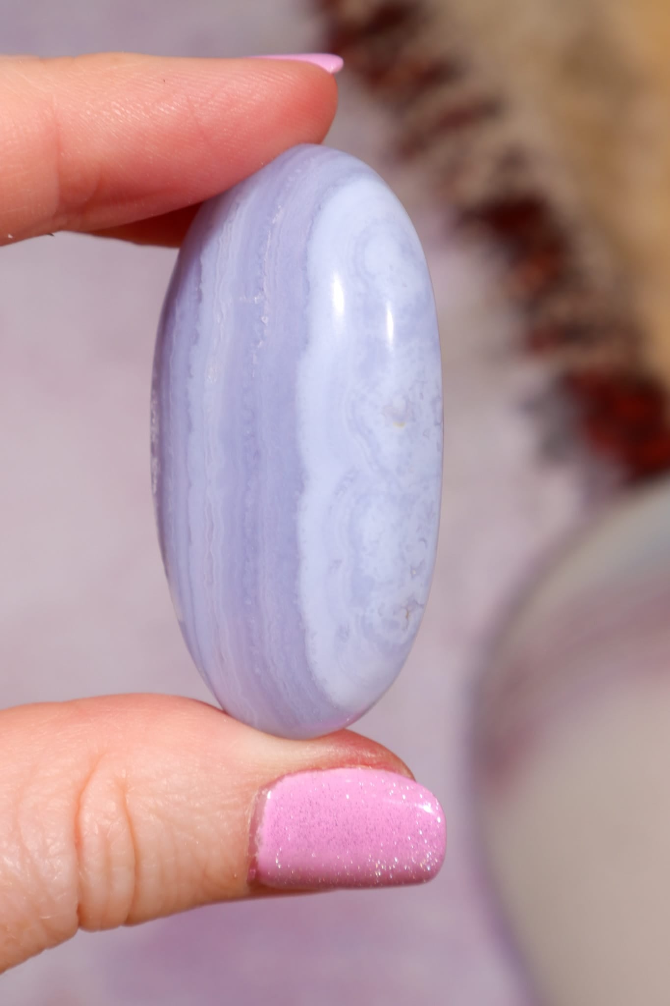 Blue Lace Agate Palmstones | 4/5.5cm | India Palmstones Tali & Loz Crystals
