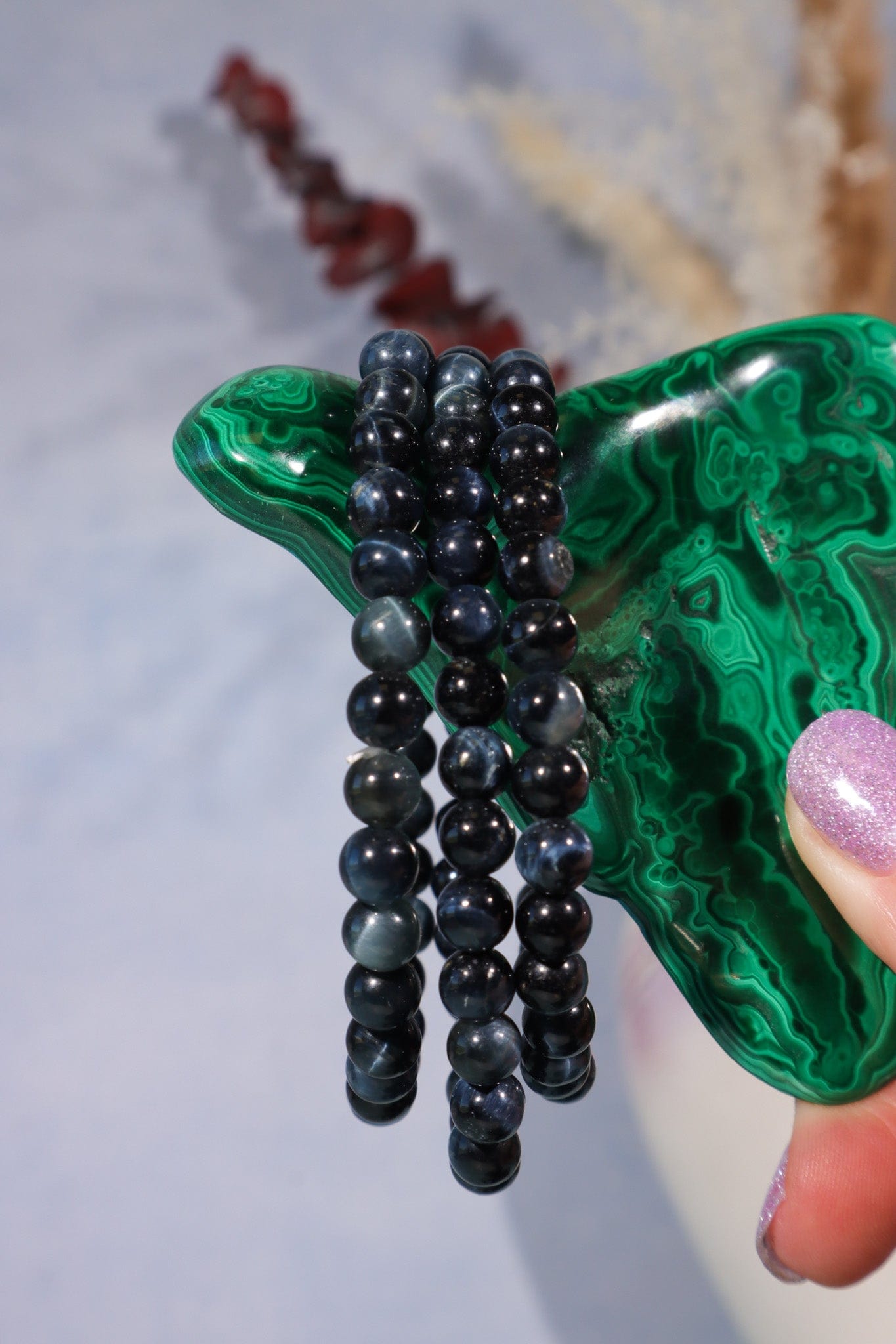 Blue Tigers Eye Beaded Bracelet , Intuitively Chosen Bracelets Tali & Loz Crystals