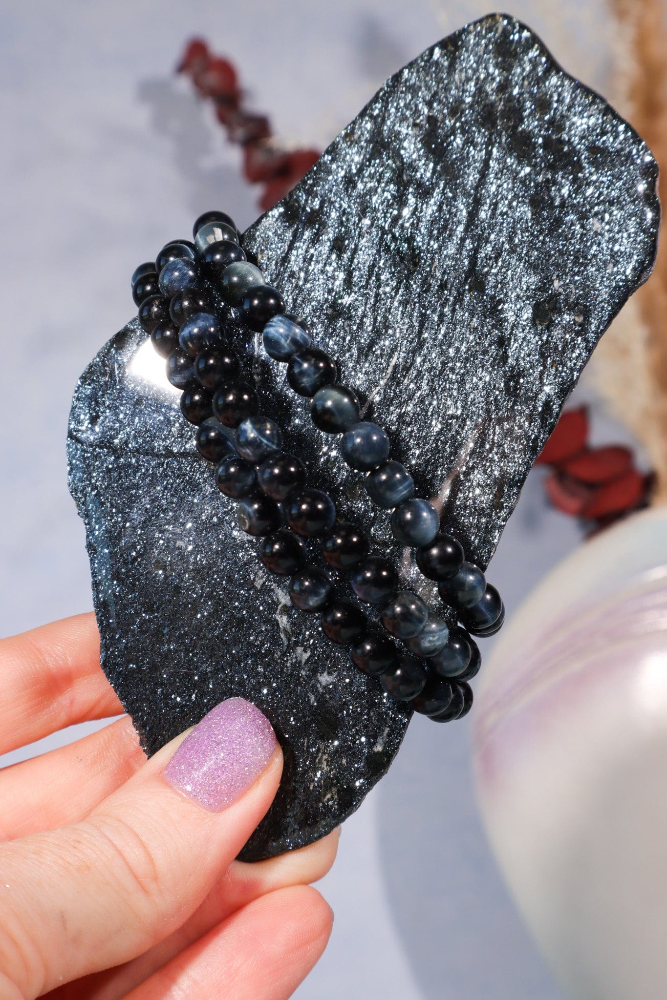 Blue Tigers Eye Beaded Bracelet , Intuitively Chosen Bracelets Tali & Loz Crystals